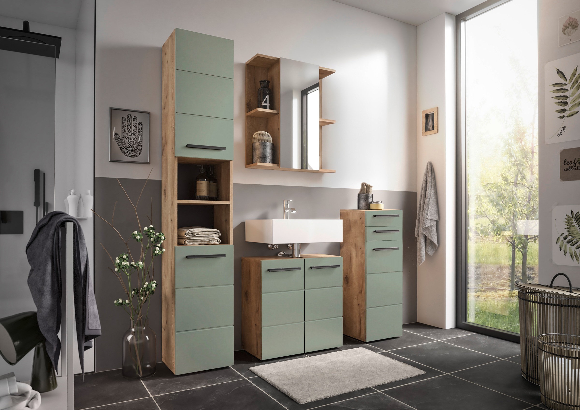 BASIC by Balculina Armoire intermédiaire »Rom BxHxT 34x104x31 cm« 1 cuis tlg. largeur 34cm, poignées en plastique, Made in Europa