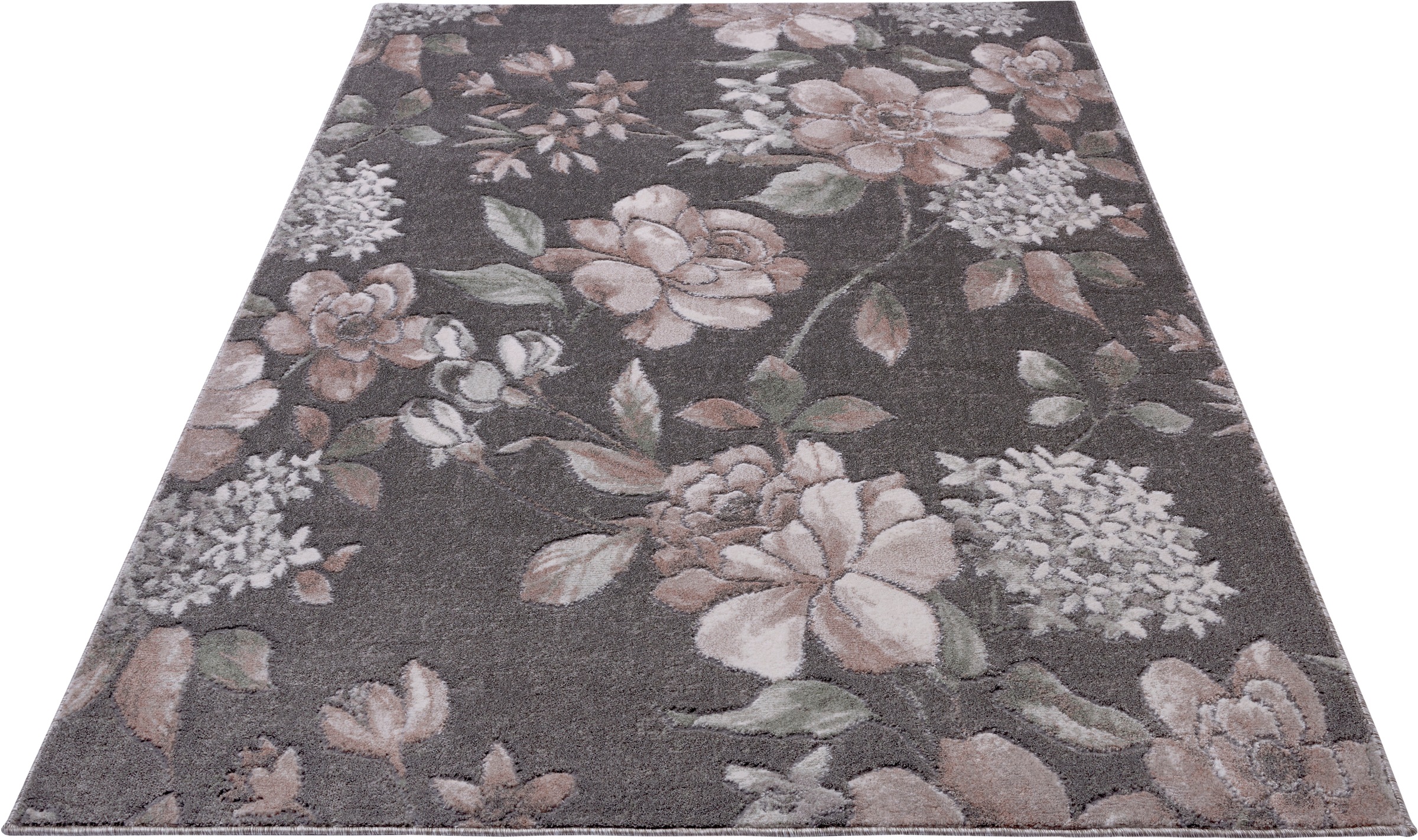 Image of NOURISTAN Teppich »Aubusson Jardin«, rechteckig, 11 mm Höhe, Kurzflor, Florales Design, besonders weiche durch Microfaser, Wohnzimmer, Schlafzimmer, Robust, Pflegeleicht bei Ackermann Versand Schweiz