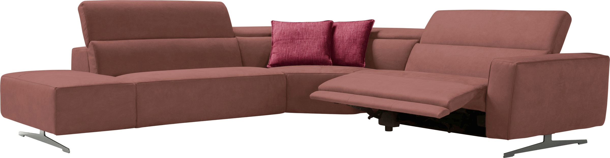 Egoitaliano Canapé d'angle »Stefanie-e, Designsofa der Extraklasse, bequem mit hohem Sitzkomfort« mit Relaxfunktion und verstellbaren Kopfteilelementen