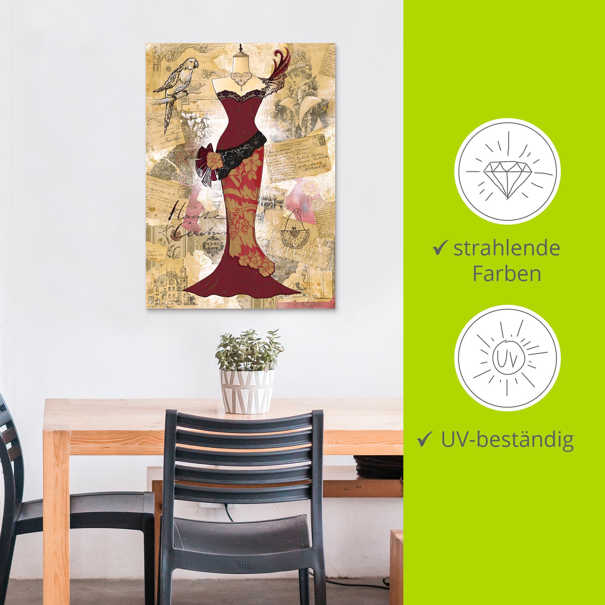Artland Wandbild »Antikes Kleid - Collage«, Mode, (1 St.), als Alubild, Outdoorbild, Leinwandbild, Poster in verschied. Grössen