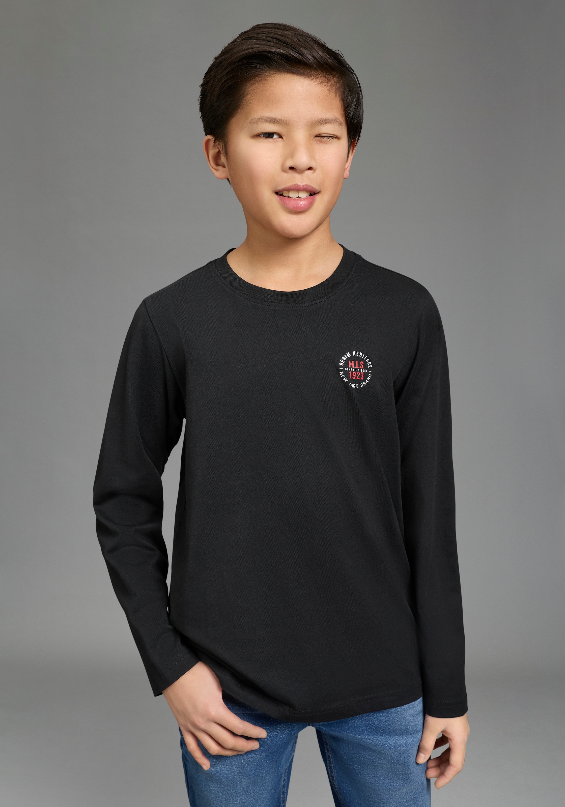 H.I.S T-shirt à manches longues »2er Pack Shirts mit Logoprint für Jungen« Packung, 2, 2 pièces Für TEENS. 2er Pack Shirts