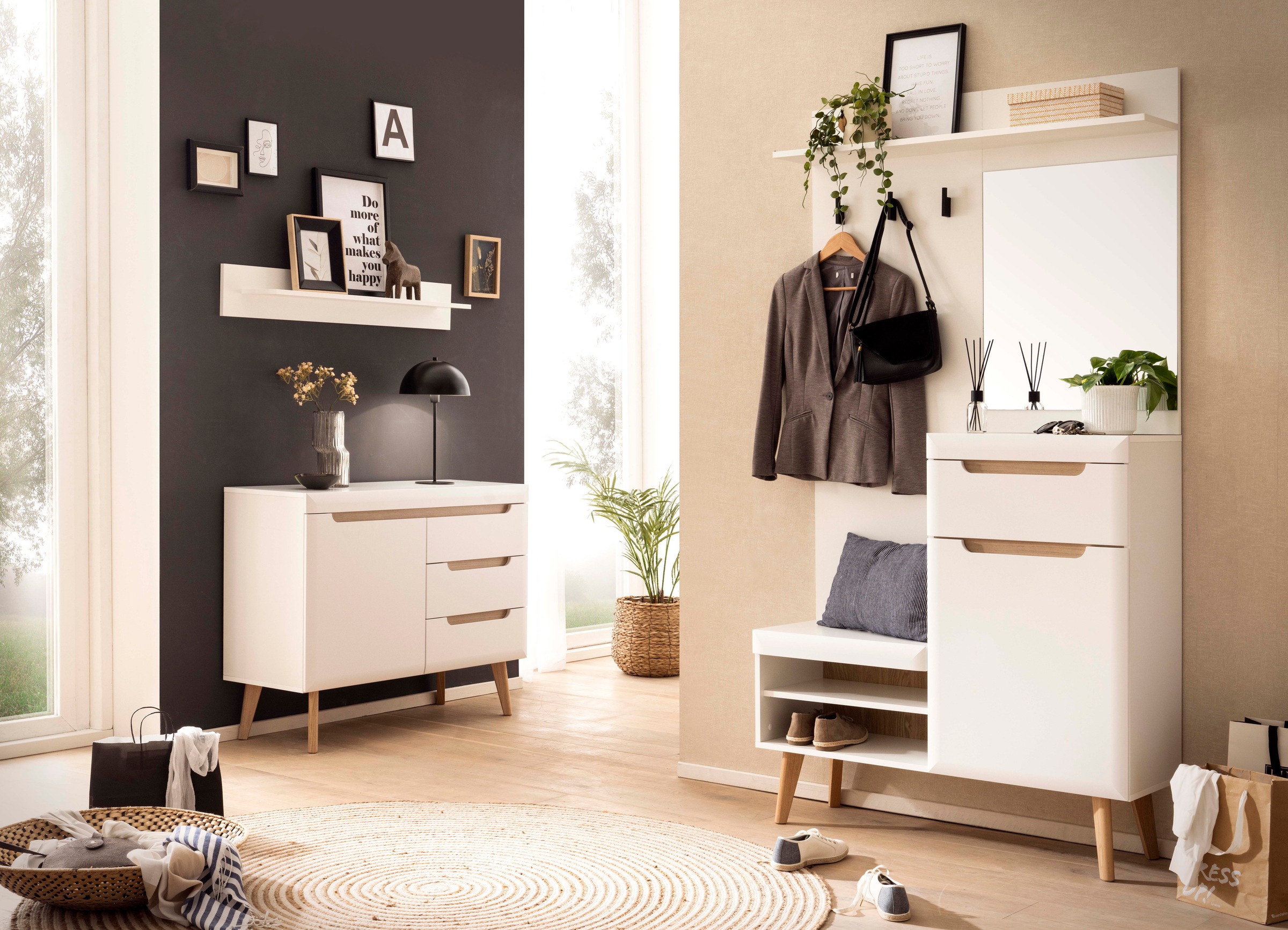 Image of Home affaire Garderoben-Set "Torge, Garderobe mit Stauraum, Garderobenschrank im Scandic Design" Set, 3 Stk. tlg.