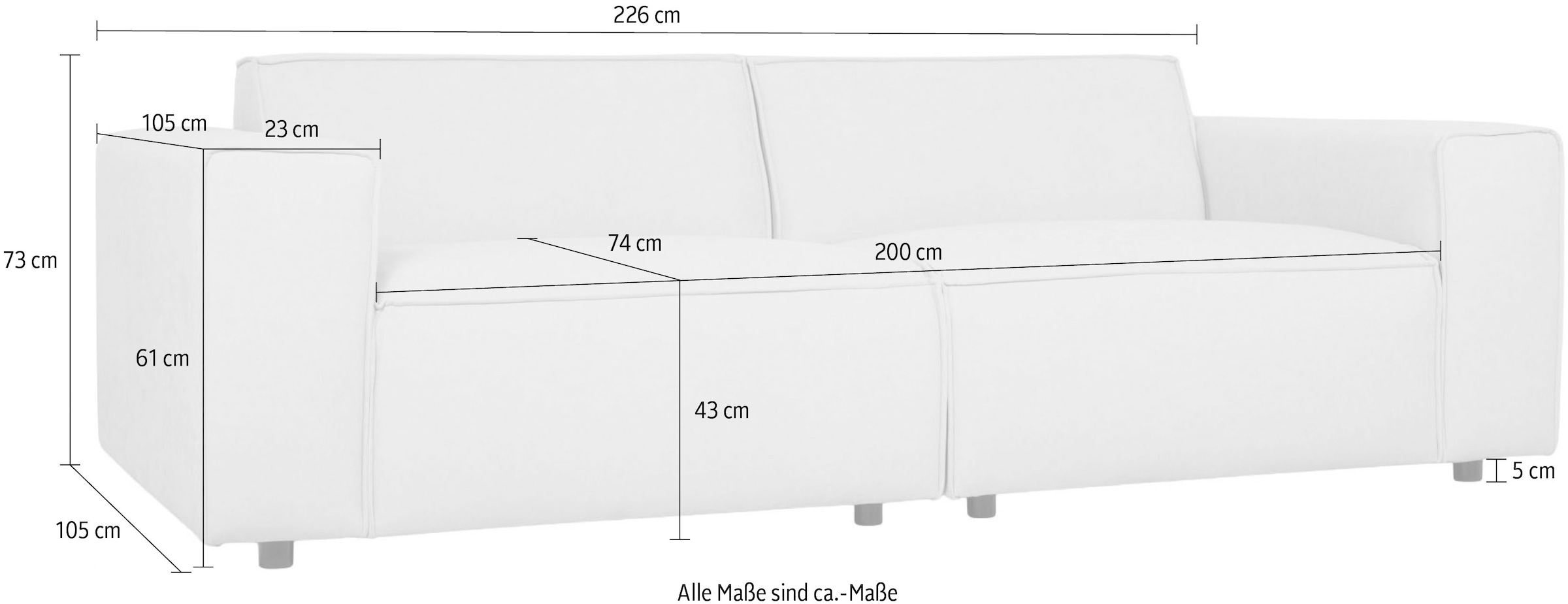 GOODproduct 2-places »Jorrena, extra weicher Chenille-Stoff« Kompaktsofa, 3 Komfortstufen, Breite 226 cm, mit Wellenunterfederung
