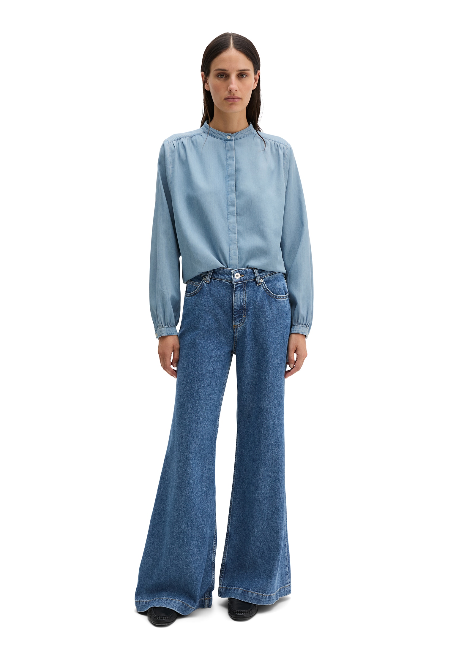 Marc O'Polo Blouse en jean loose fit aus Leinen-Mix