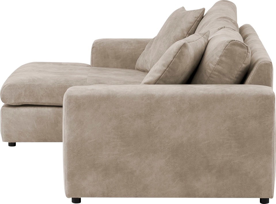 andas Ecksofa »SLEETLAND XXL in Samtvelours oder Vintage-Leder-Optik, L-Form,«, besonders gross und bequem