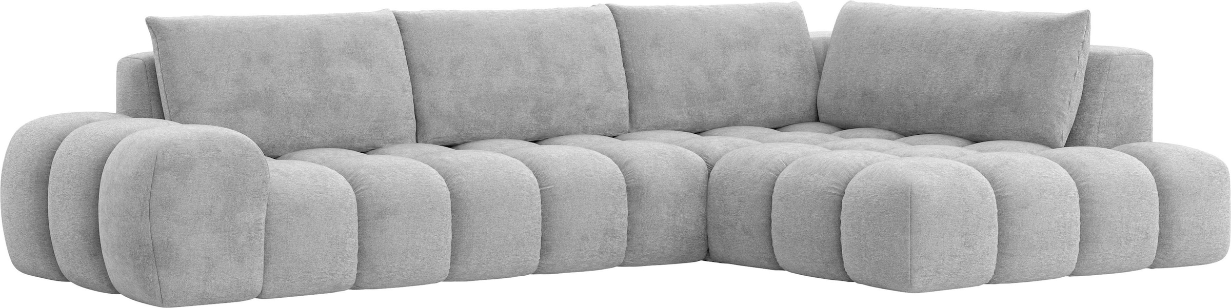 INOSIGN Ecksofa »AZITA Designsofa, elegant und bequem L-Form, Bubble-Optik«, lose Rückenkissen, traumhafte Steppung, Masse B/T/H: 352/210/72 cm