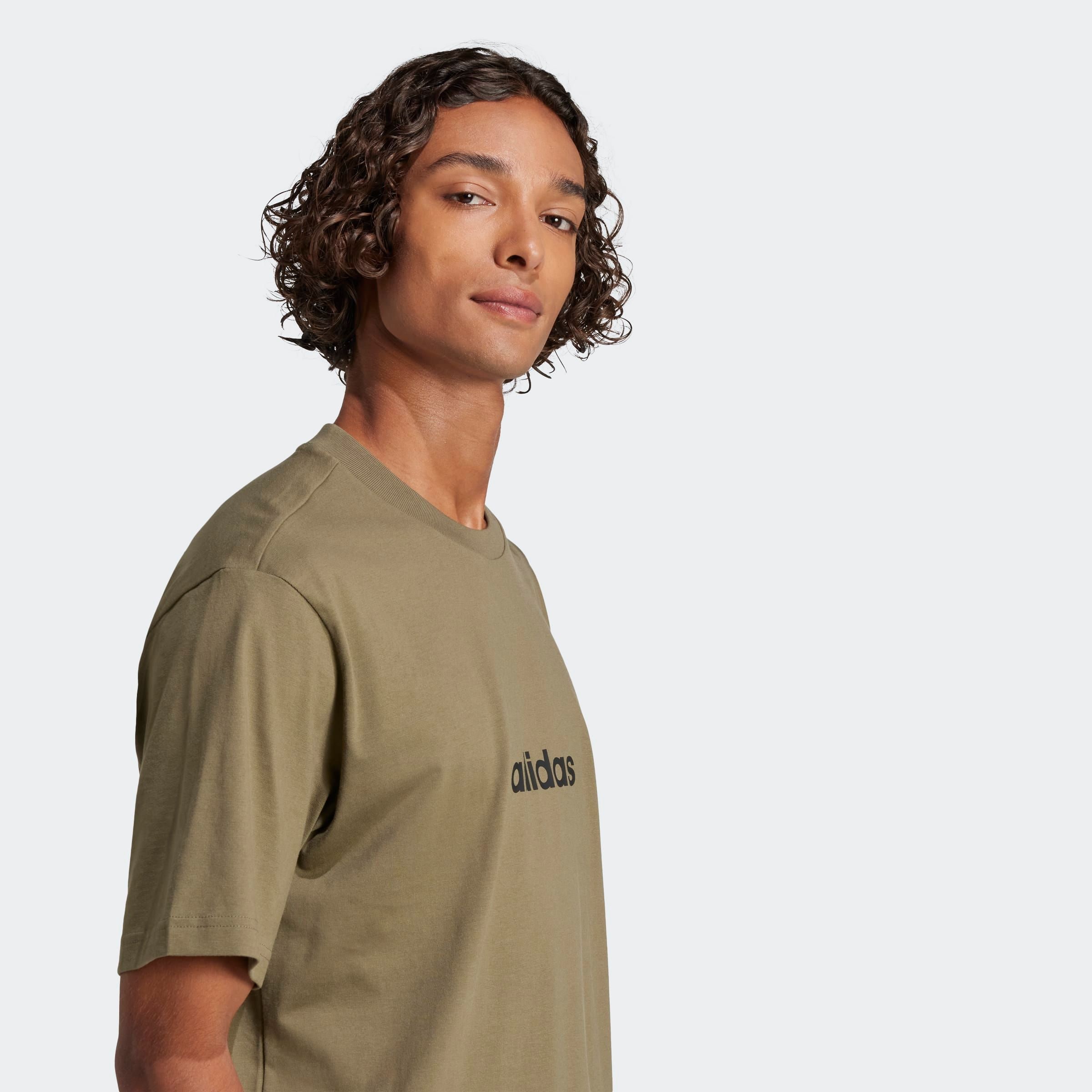 adidas Sportswear T-shirt »ESSENTIALS LINEAR SINGLE JERSEY« überschnittene Schultern, Kurzarmdesign, aus Baumwolljersey