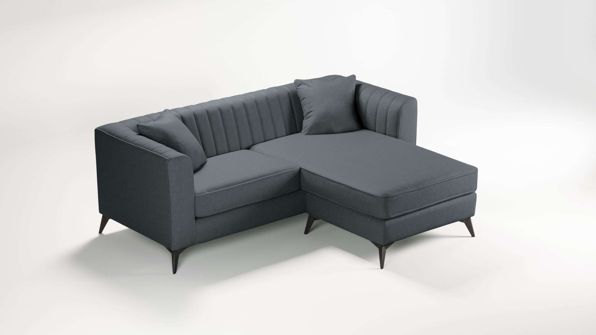 Places of Style Ecksofa »MATTHEW L-Form ideal für kleine Räume, Masse B/T/H: 201/162/74 cm«, elegantes Designsofa, feine Steppung im Rücken, incl. Zierkissen