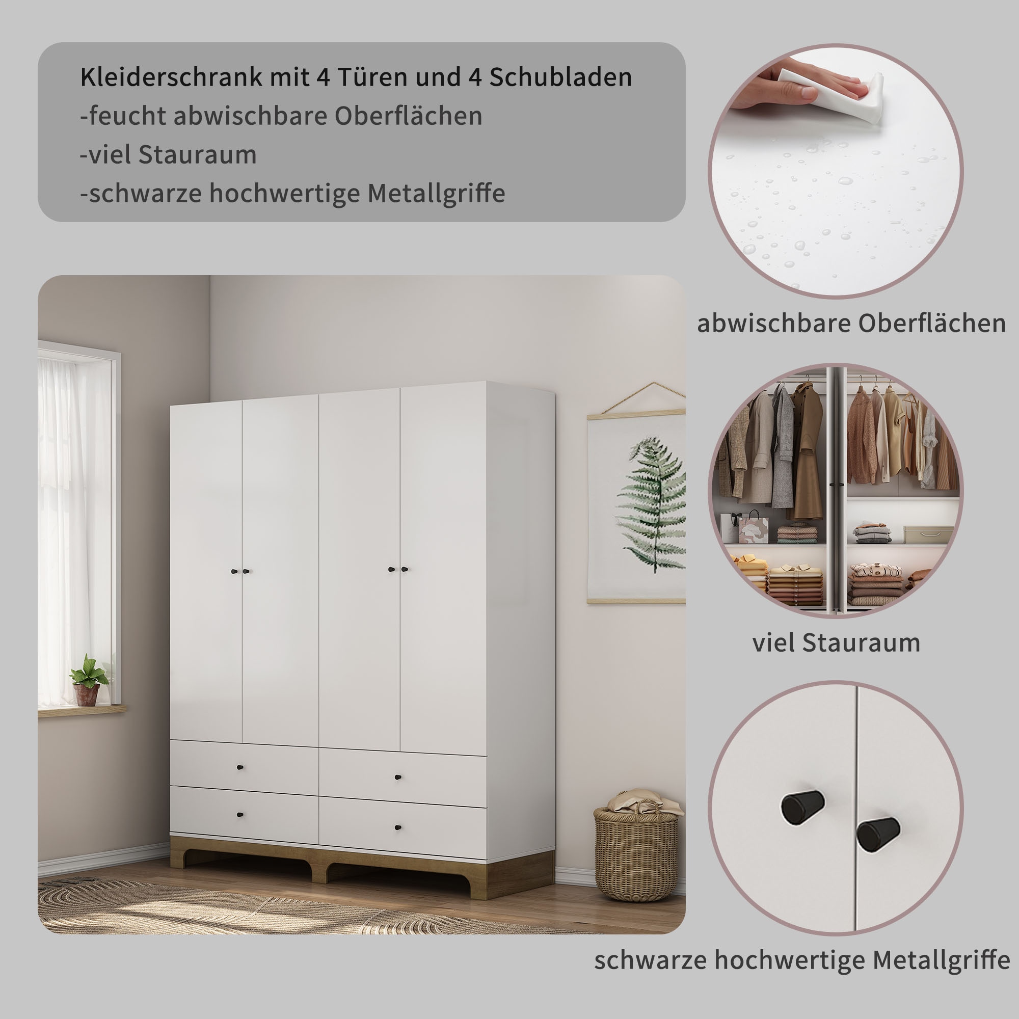 GOODproduct Kleiderschrank »Oslo Schlafzimmerschrank Garderobe weiss Landhaus Bestseller«
