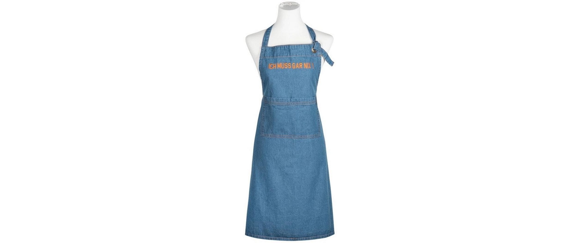 Image of PAD Kochschürze "Denim Ich muss gar nix 80 x 70 cm" Stylische Küchenschürze in Jeansoptik
