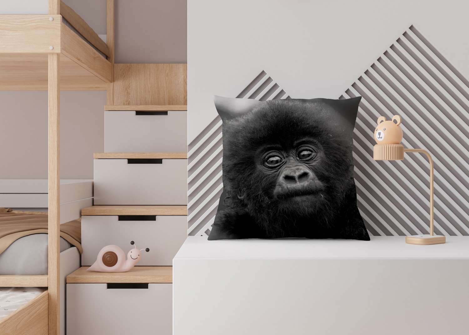 queence Dekokissen »Affen Baby« Kissenhülle mit HD Premium Druck, geruchsneutral, 40x40cm