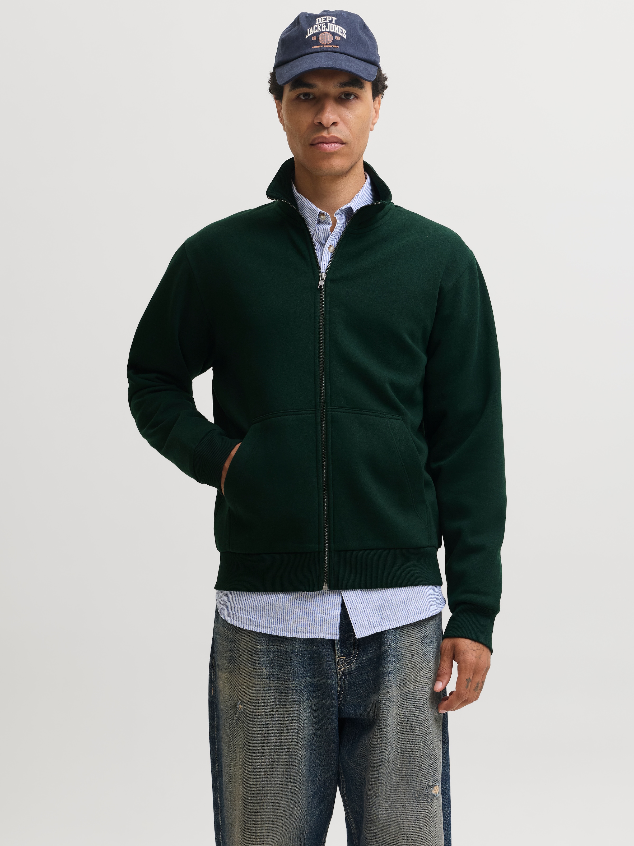 Jack & Jones Veste sweat »JJEBRADLEY SWEAT ZIP HN NOOS« mélange de matériaux, coupe régulière