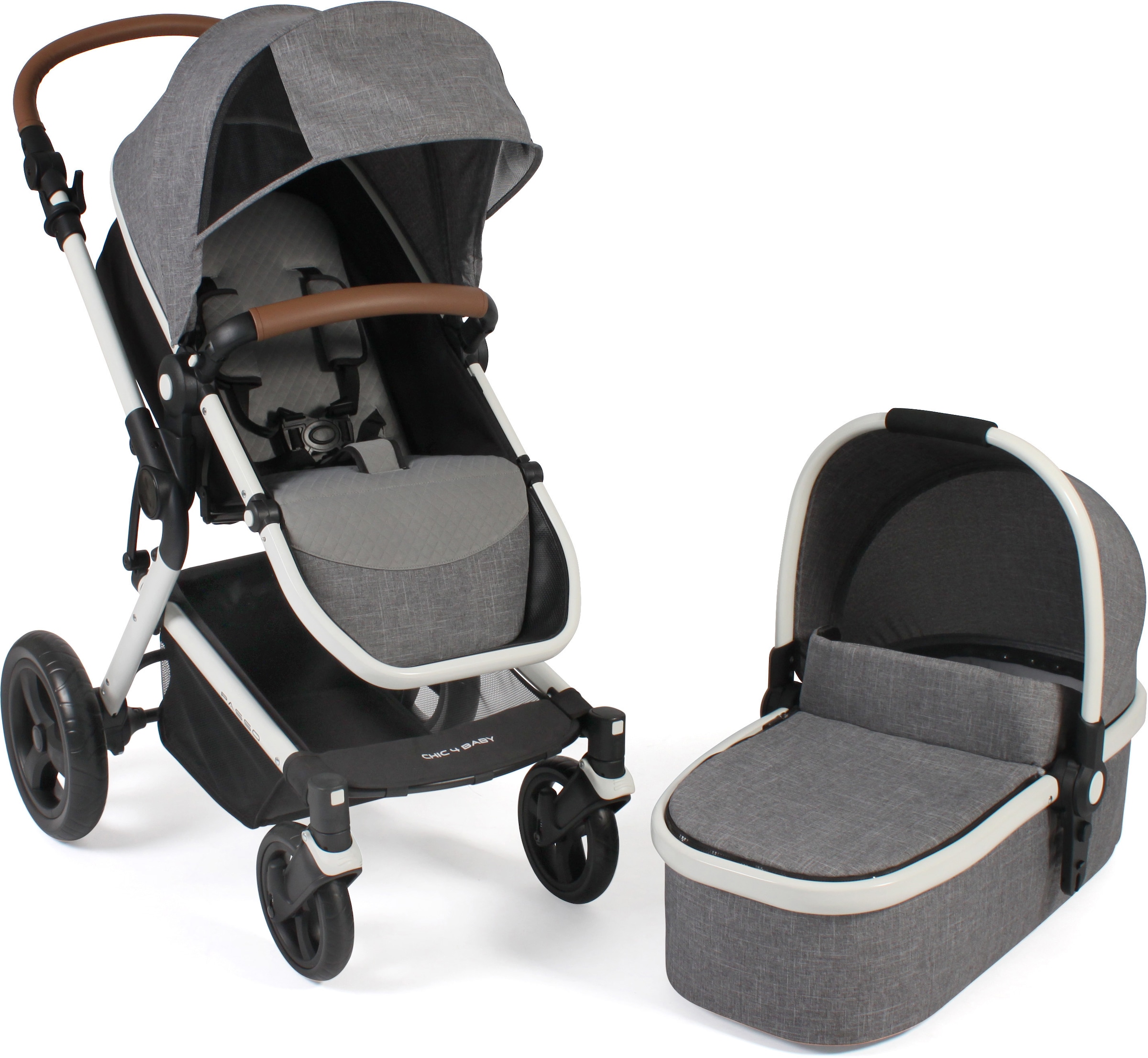 CHIC4BABY Kombi-Kinderwagen »Passo, Melange Grau«, 15 kg, ; Kinderwagen