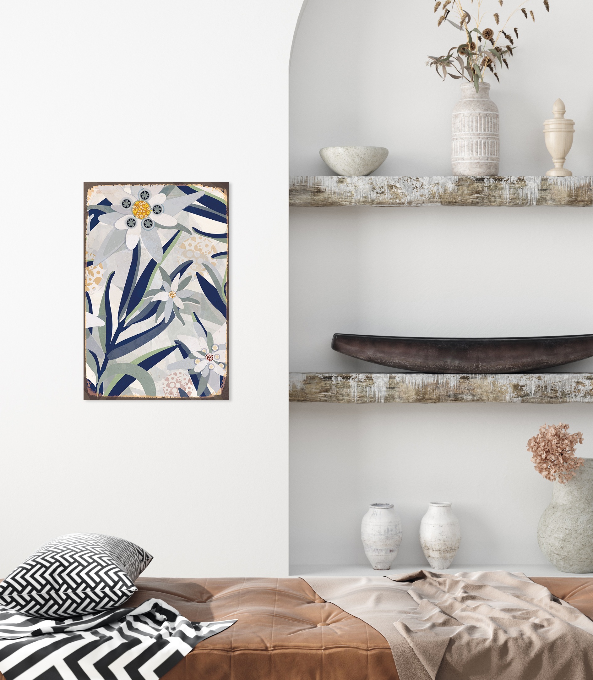 queence Metallbild "Floral" Blumen Blechschild, Stahlschild, Blumen, Wandbild