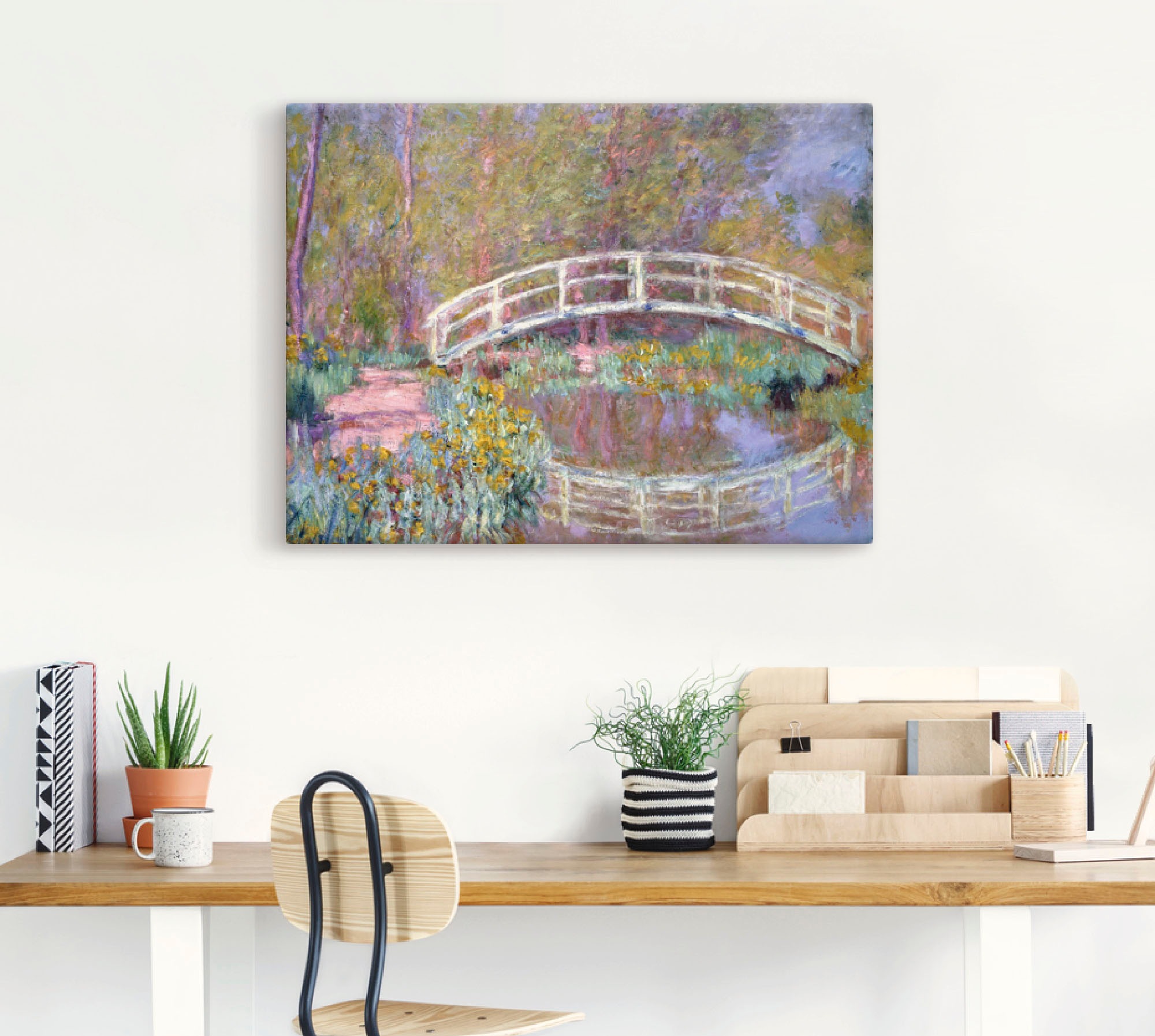 Artland Leinwandbild »Brücke in Monets Garten« Gewässer 1 Stk. tlg. auf Holzrahmen gespannt