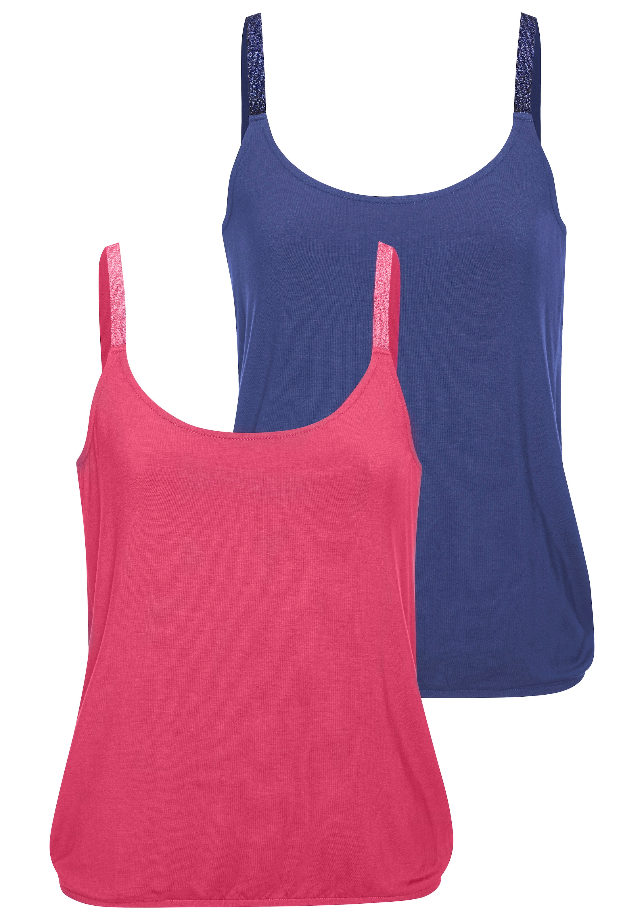 Image of Vivance Trägertop "mit elastischen Glitzerträgern" 2er-Pack, aus weichem Viskose-Stretch