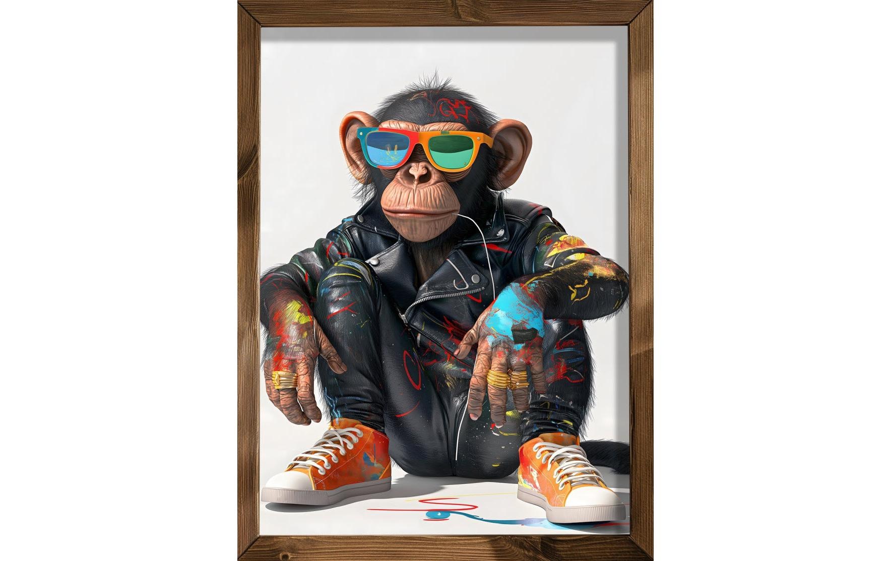 Image of Wandbild "Wallxpert Schimpanse mit Brille" Affen