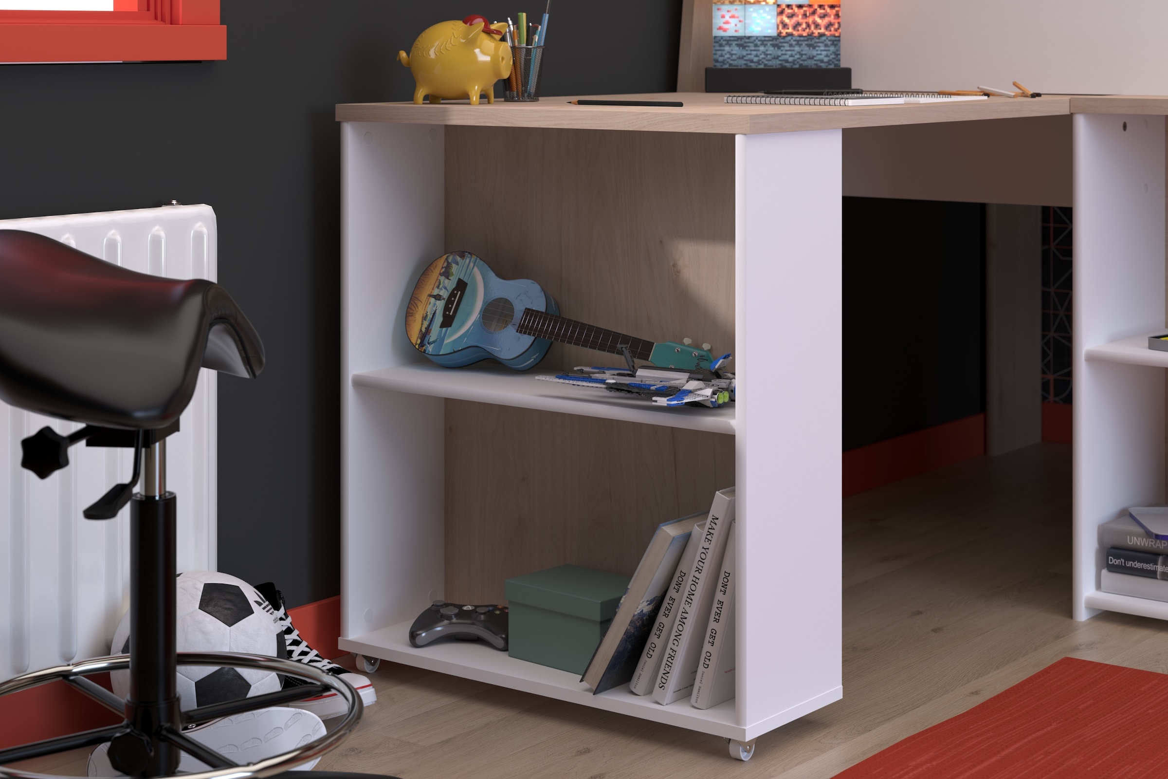 Parisot Jugendzimmer-Set »Parisot Lucas 11«, (2 tlg.), Schreibtisch ausziehbar, Kleiderschrank offen, Ablagen und Regale