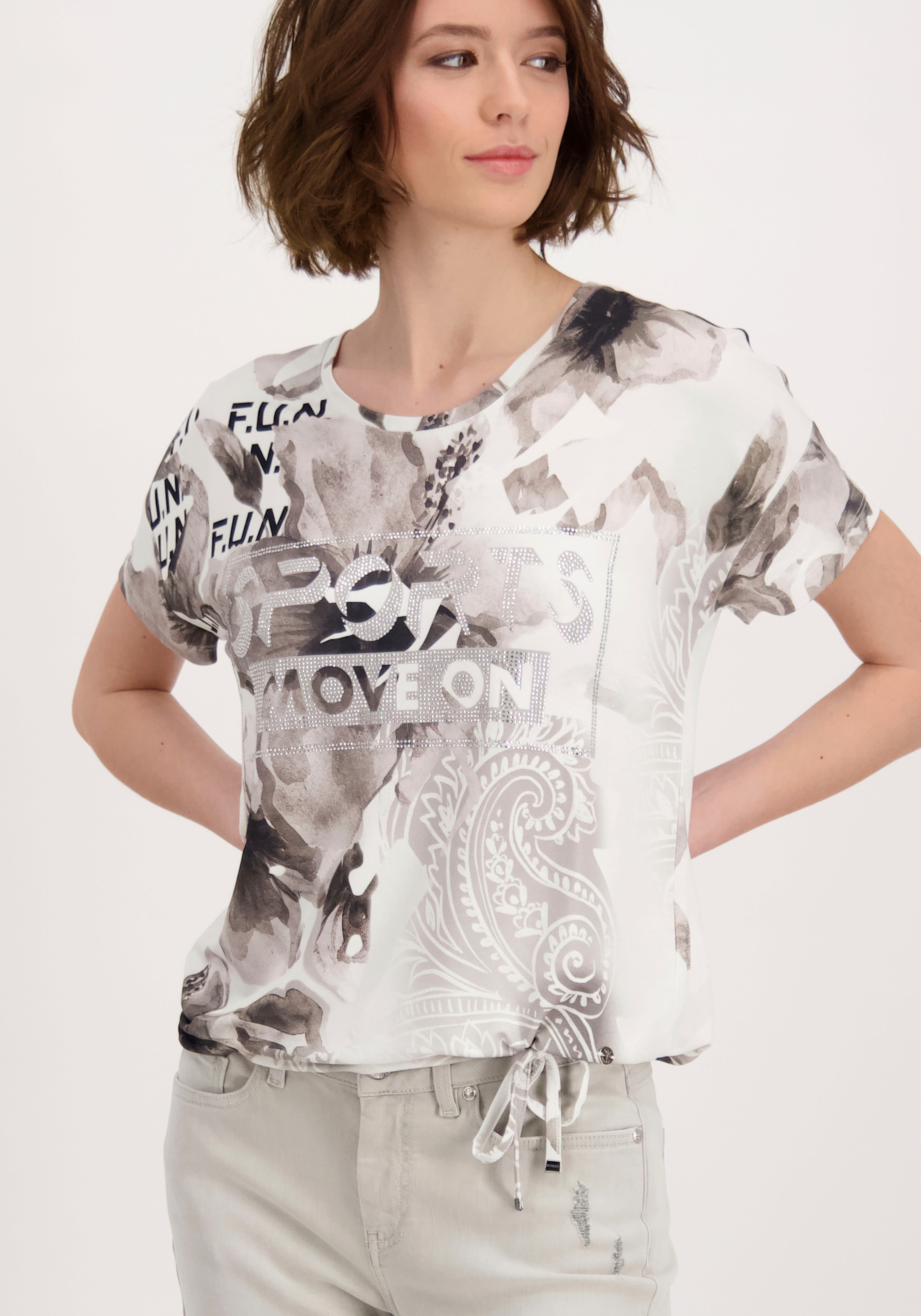 Image of Monari Rundhalsshirt, mit Alloverprint und Glitzersteinchen bei Ackermann Versand Schweiz