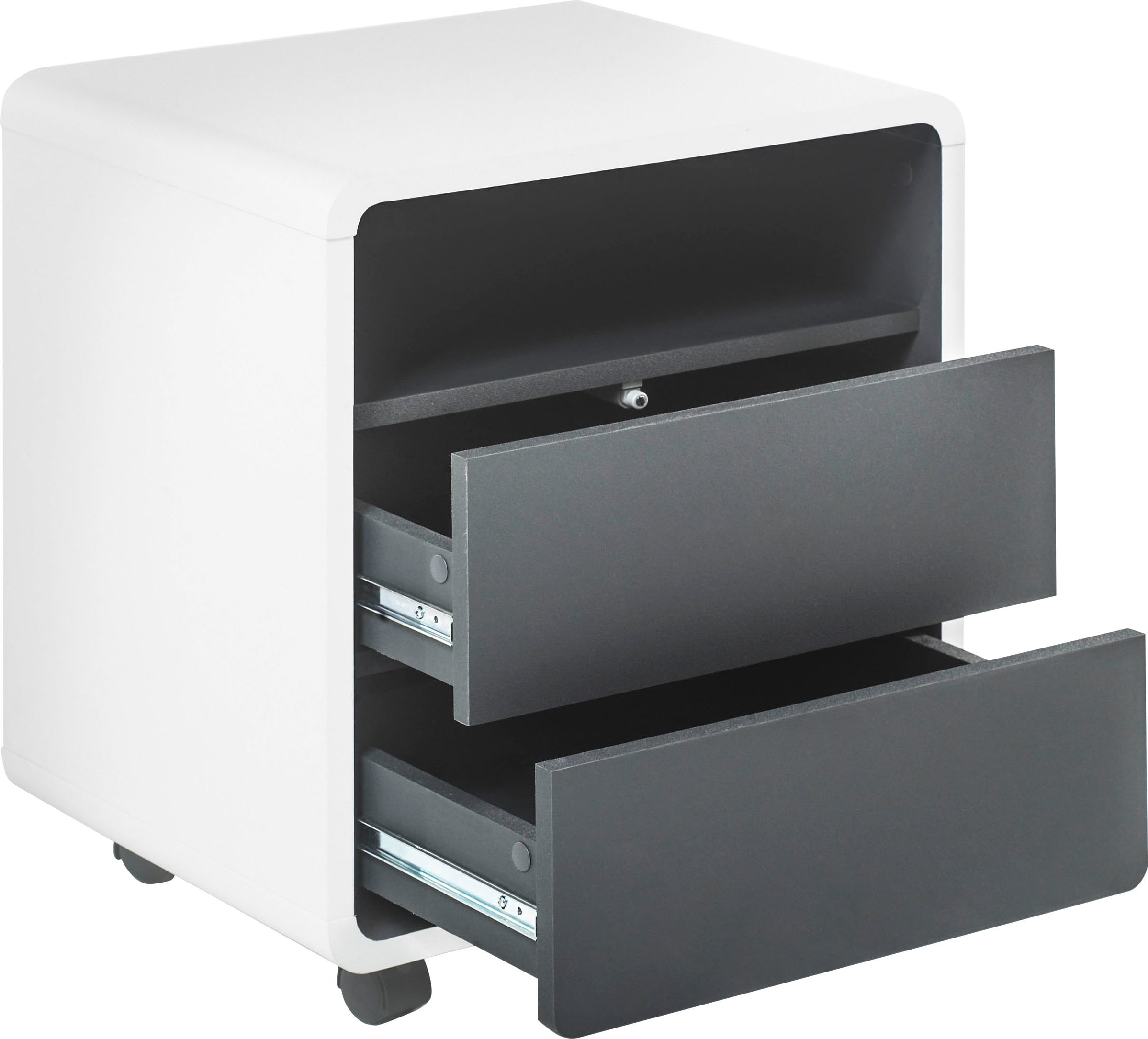 MCA furniture Rollcontainer »Tadeo«, weiss matt, Absetzungen in Grau Matt