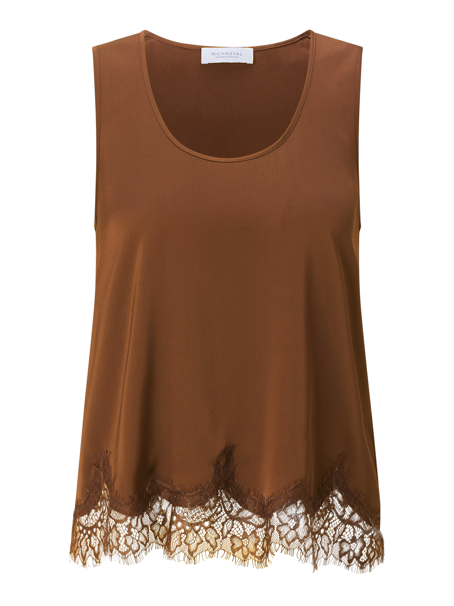 RICHROYAL Haut de chemise avec bordure en dentelle à l'ourlet, aspect satin élégant