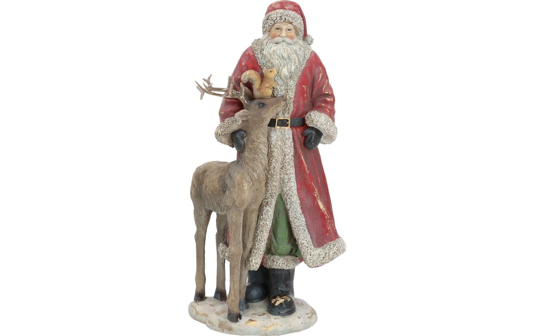 Image of G.Wurm Weihnachtsfigur "Weihnachtsfigur Weihnachtsmann mit Hirsch 15 x 30 x 11 cm"