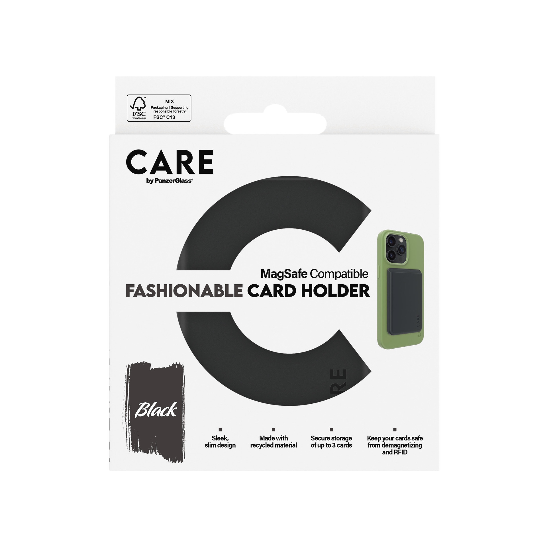 CARE by PanzerGlass Etui »Fashionable Card Holder mit MagSafe für Apple iPhone«, iPhone 12-iPhone 13-iPhone 14, Kartenhalter, Schutzhülle, MagSafe Case, Schutzcase, stossfest