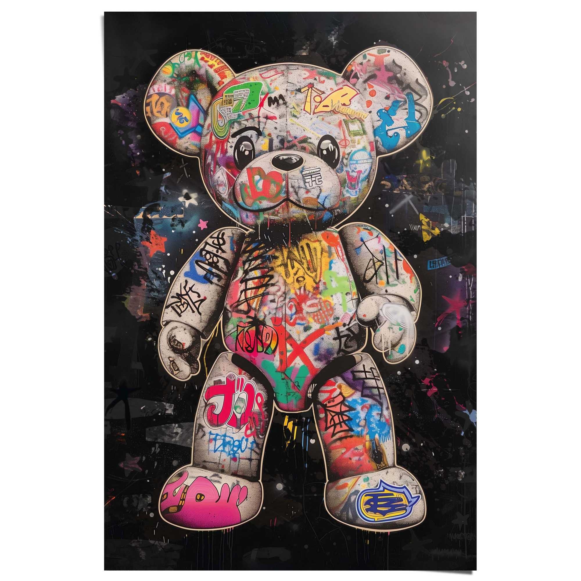 Image of Reinders Poster "Graffiti-Bär" Kinderzimmer - Mehrfarbig - 150 gr. Papier - Tiere - 61x91,5 cm