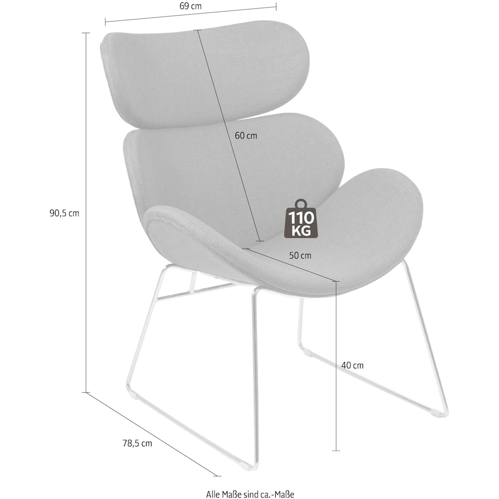 ACTONA GROUP Loungesessel »Chiara«, in unterschiedlichen Bezugsqualitäten und Farbvarianten, Sitzhöhe 40cm