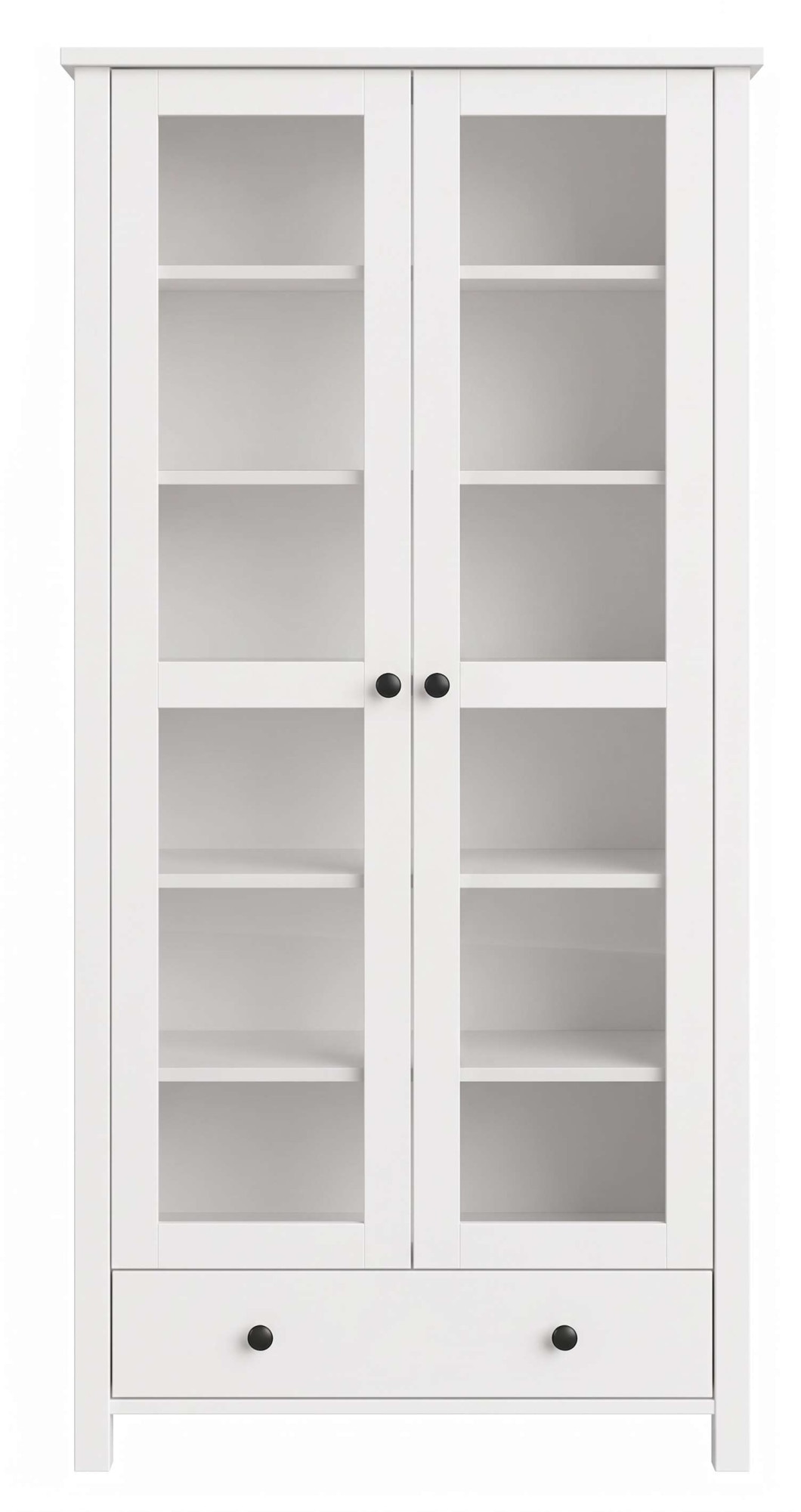 GOODproduct Vitrine »Mikkeli Glasvitrine mit 1 Schubkasten, Knopfgriffen aus Metall« aus massiver FSC®-zertifizierter Kiefer, moderner Landhausstil