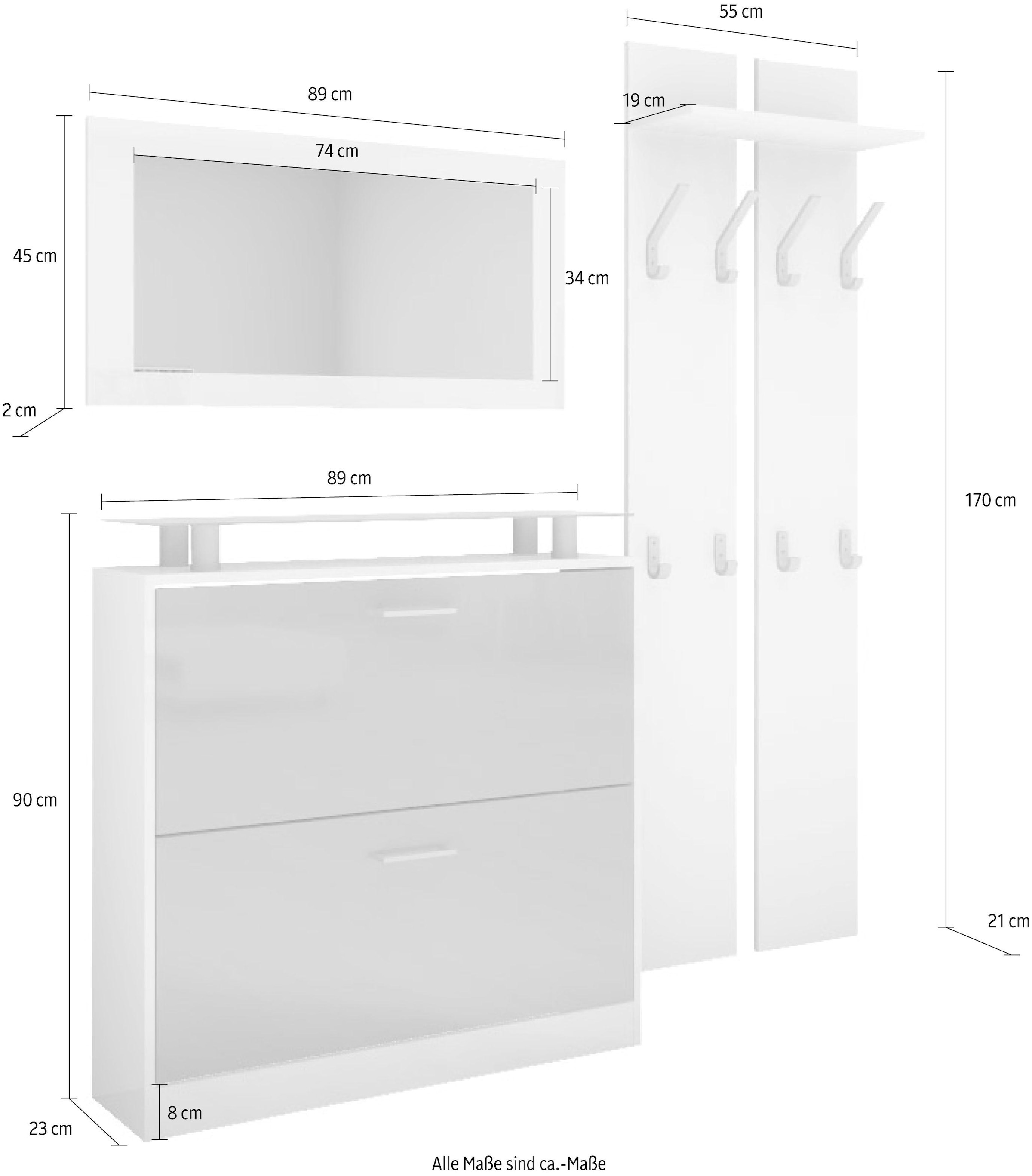 kaufen mit (Set, Möbel Garderoben-Set borchardt 3 »Finn«, Glasablage günstig St.),