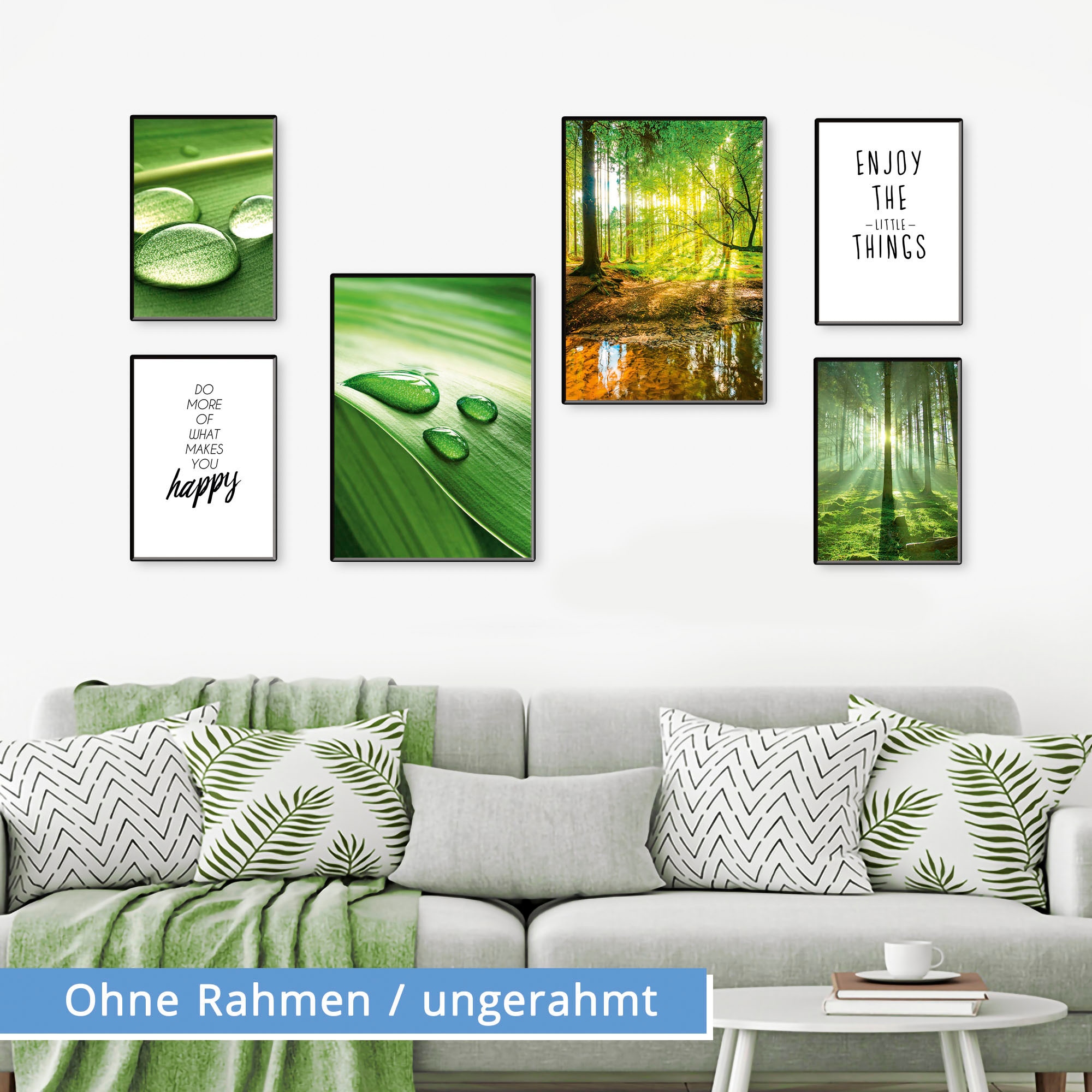 Artland Poster »Geniesse die Natur«, Baumbilder, (Set, 6 St.), 6er Set, 2xDIN A3 / 4xDIN A4, ohne Rahmen