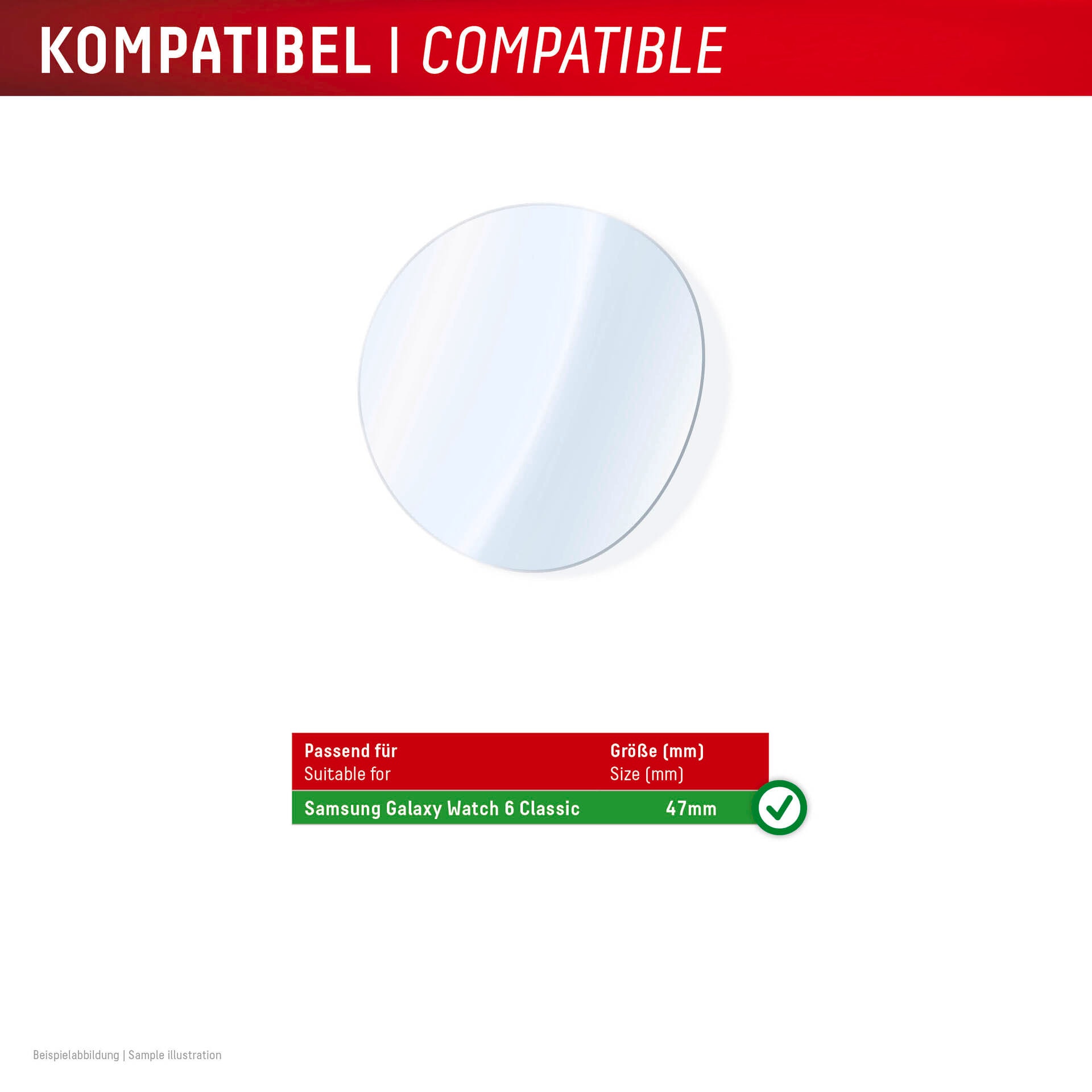 Displex Displayschutzglas »Smartwatch Glass Unbreakable Protector«, für Samsung Galaxy Watch6 Classic 47 mm, (Packung, 2x Hybrid Glass), Displayschutzfolie, Schutzfolie, Bildschirmschutz, kratz- & stossfest