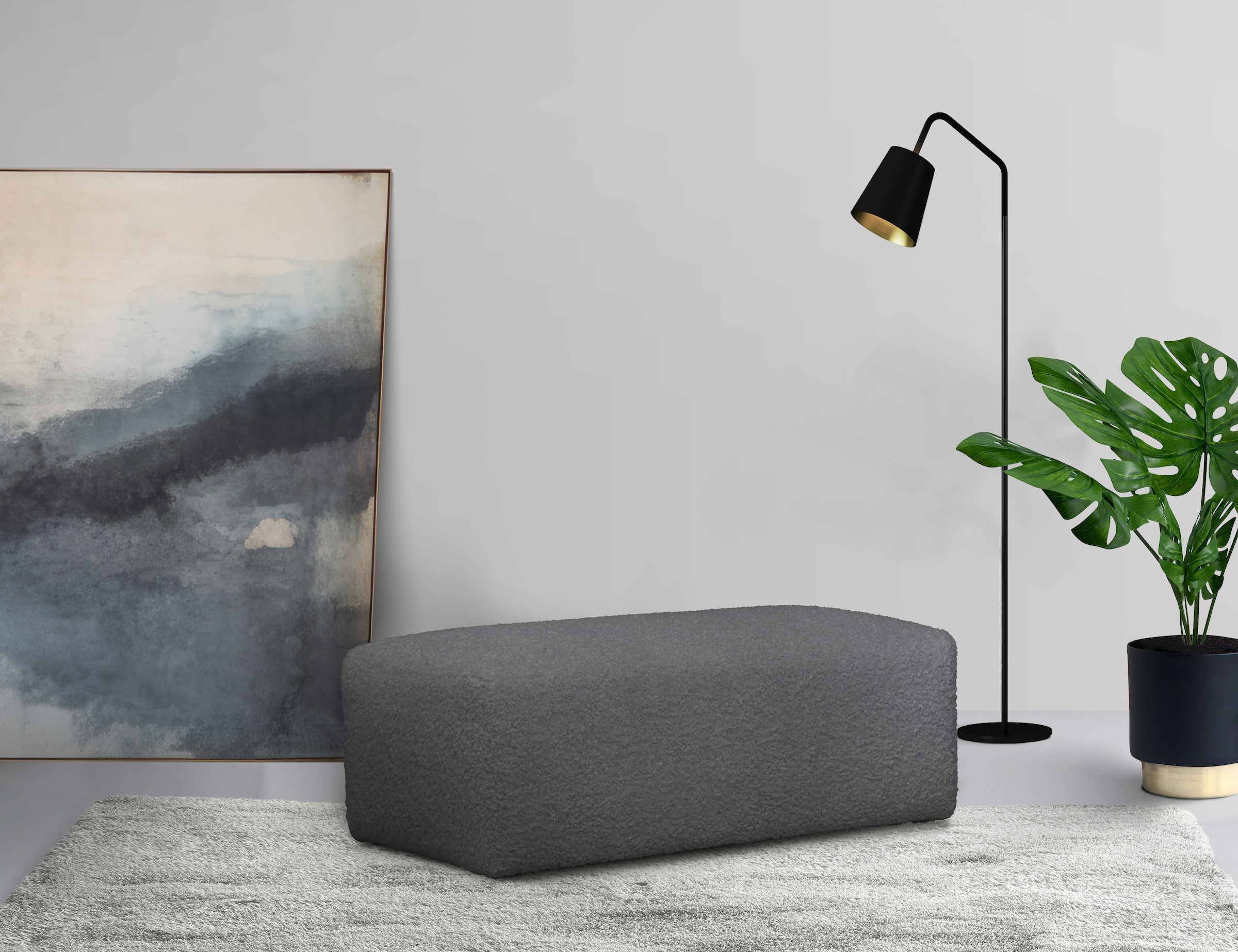 LeGer Home by Lena Gercke Polsterhocker »YANI Sitzhocker mit Wellenunterfederung, Masse B/T/H: 126/65/46 cm«, grosser Hocker passend zur Serie Yani, in hochwertiger Verarbeitung