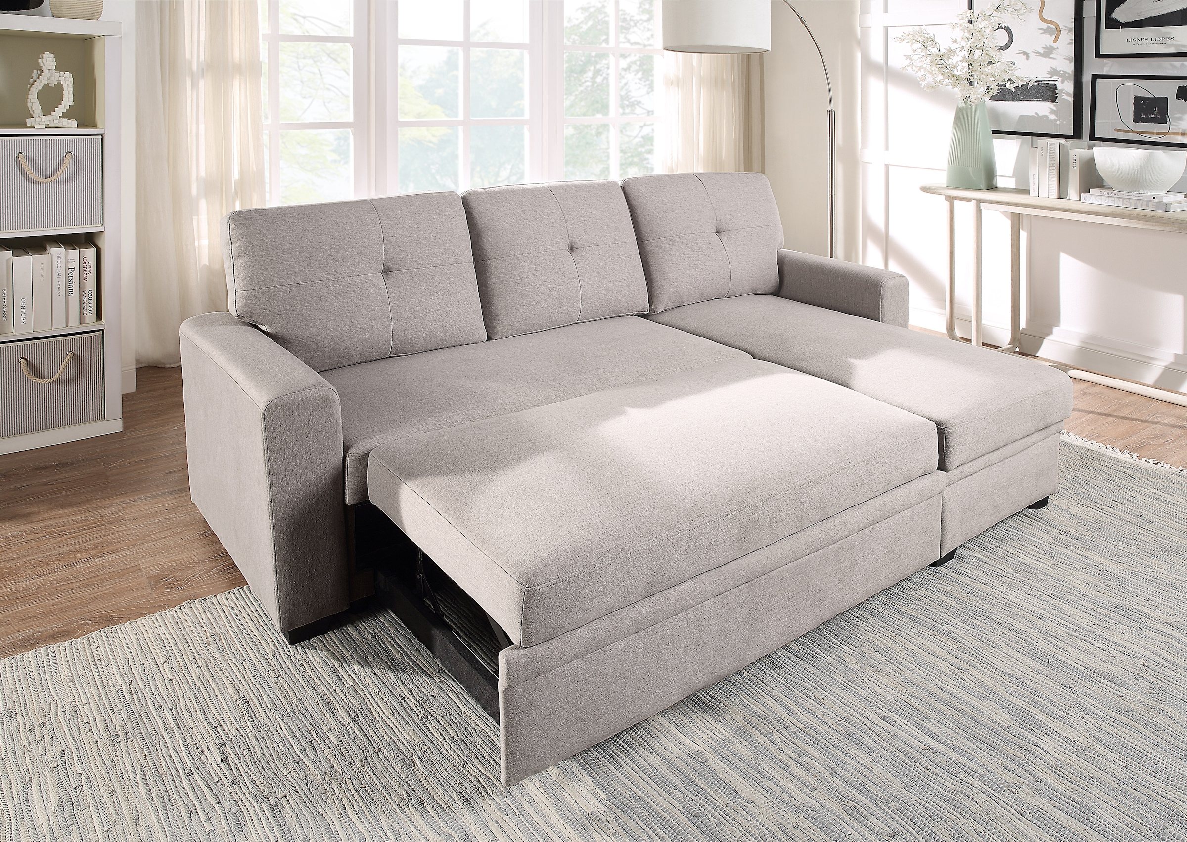 ATLANTIC home collection Ecksofa »Gerrit L-Form«, Ecksofa, Bettfunktion & Bettkasten, Recamiere rechts/links montierbar