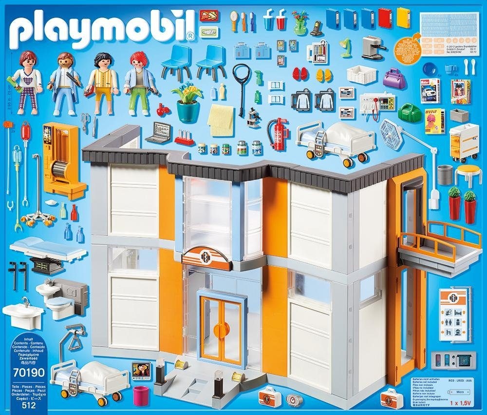 Playmobil® Konstruktions-Spielset »Grosses Krankenhaus mit Einrichtung (70190), City Life«, (512 St.), Made in Germany