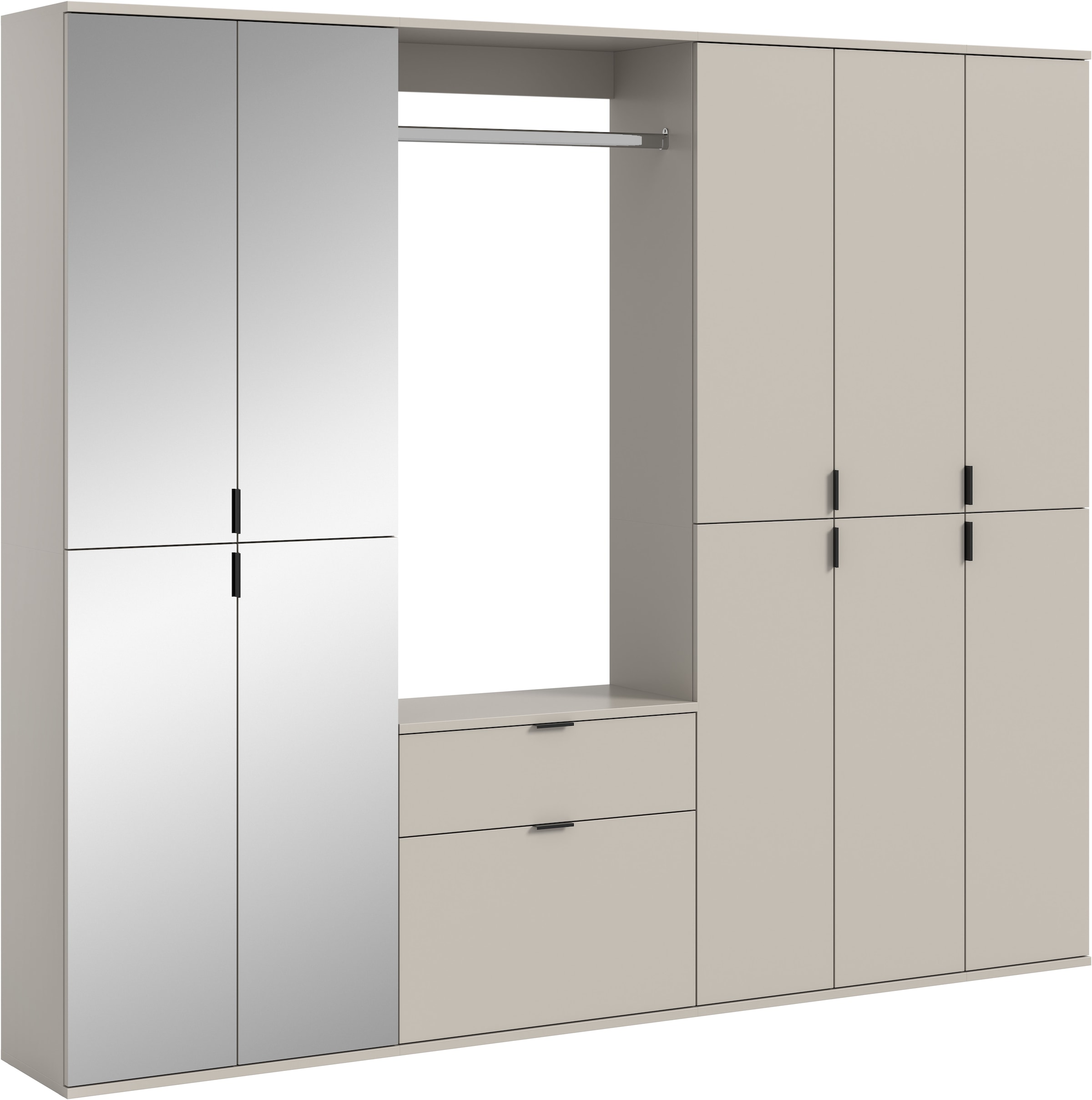 Image of Home affaire Garderoben-Set "TRONDHEIM, 6-teilig, Breite 213cm, individuell platzier- & erweiterbar" Set, bestehend aus: 3x Garderobenschrank & 3-tlgs. Zwischenbauelement, 5 Stk. tlg.