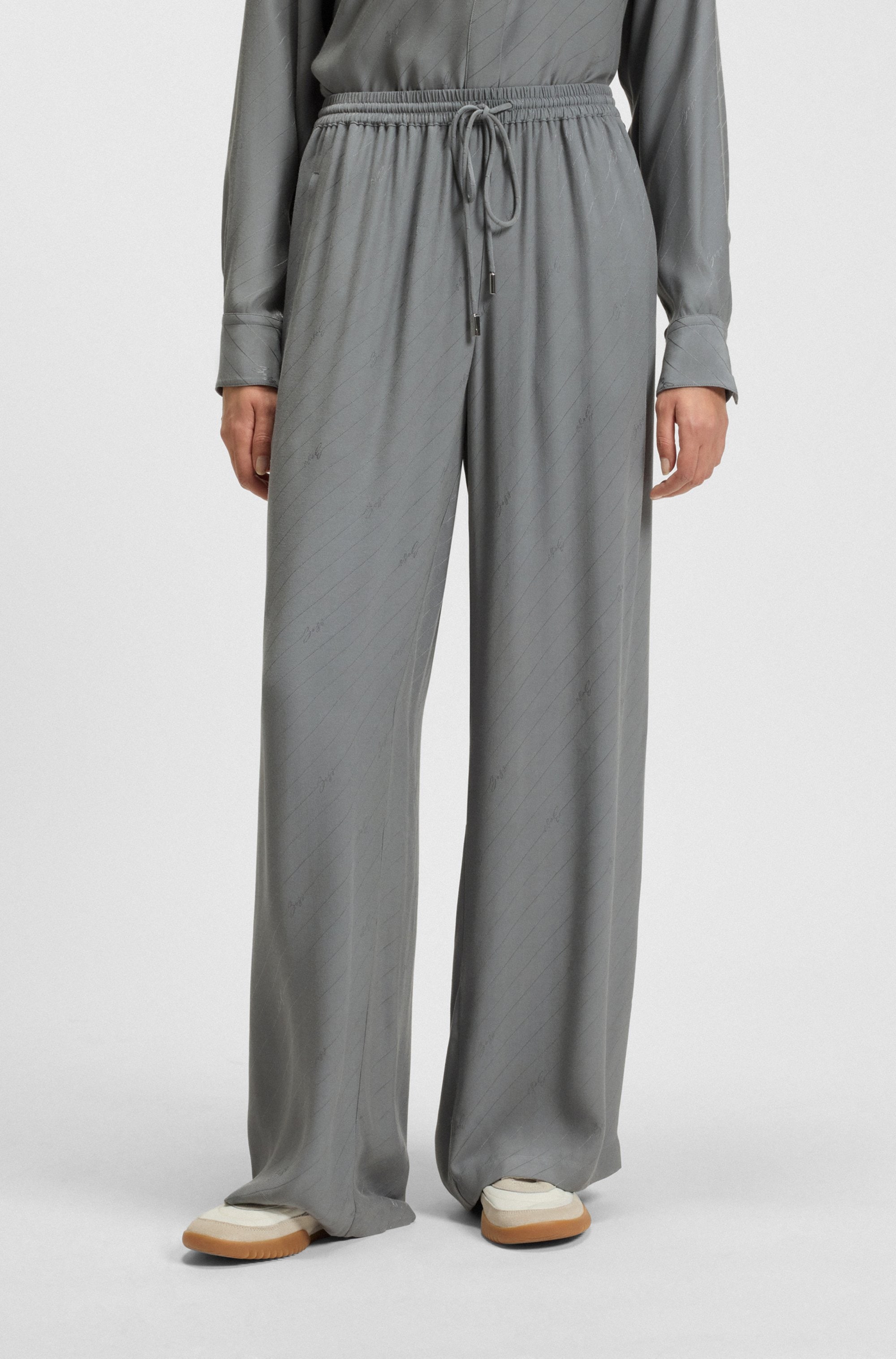 BOSS ORANGE Stoffhose »Tane Premium Damenmode« mit Logo-Jacquard