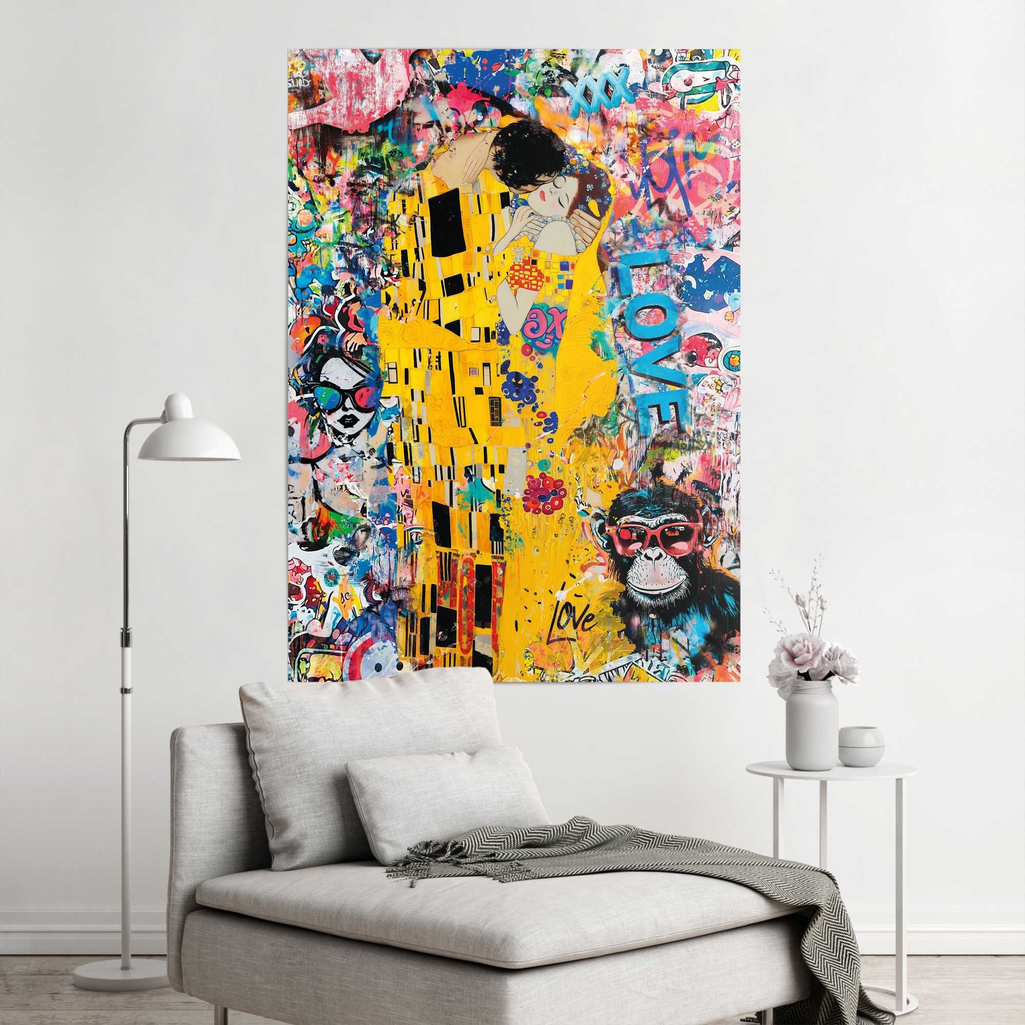 Image of Reinders Poster "Modern Kiss" Gemälde 1 Stk. tlg. Wohnzimmer - Gelb - Papier - Berühmte Künstler - 100x140 cm