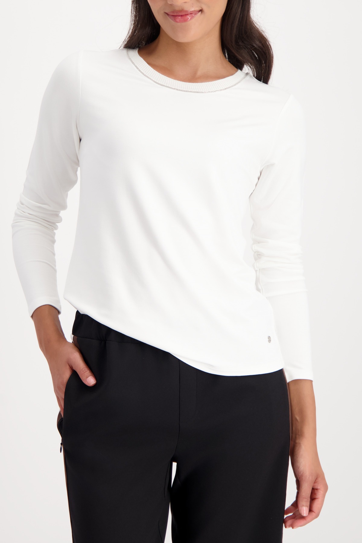 Image of Monari Langarmshirt "Shirt Basic Schmuck Kette" Regular fit mit Rundhalsausschnitt