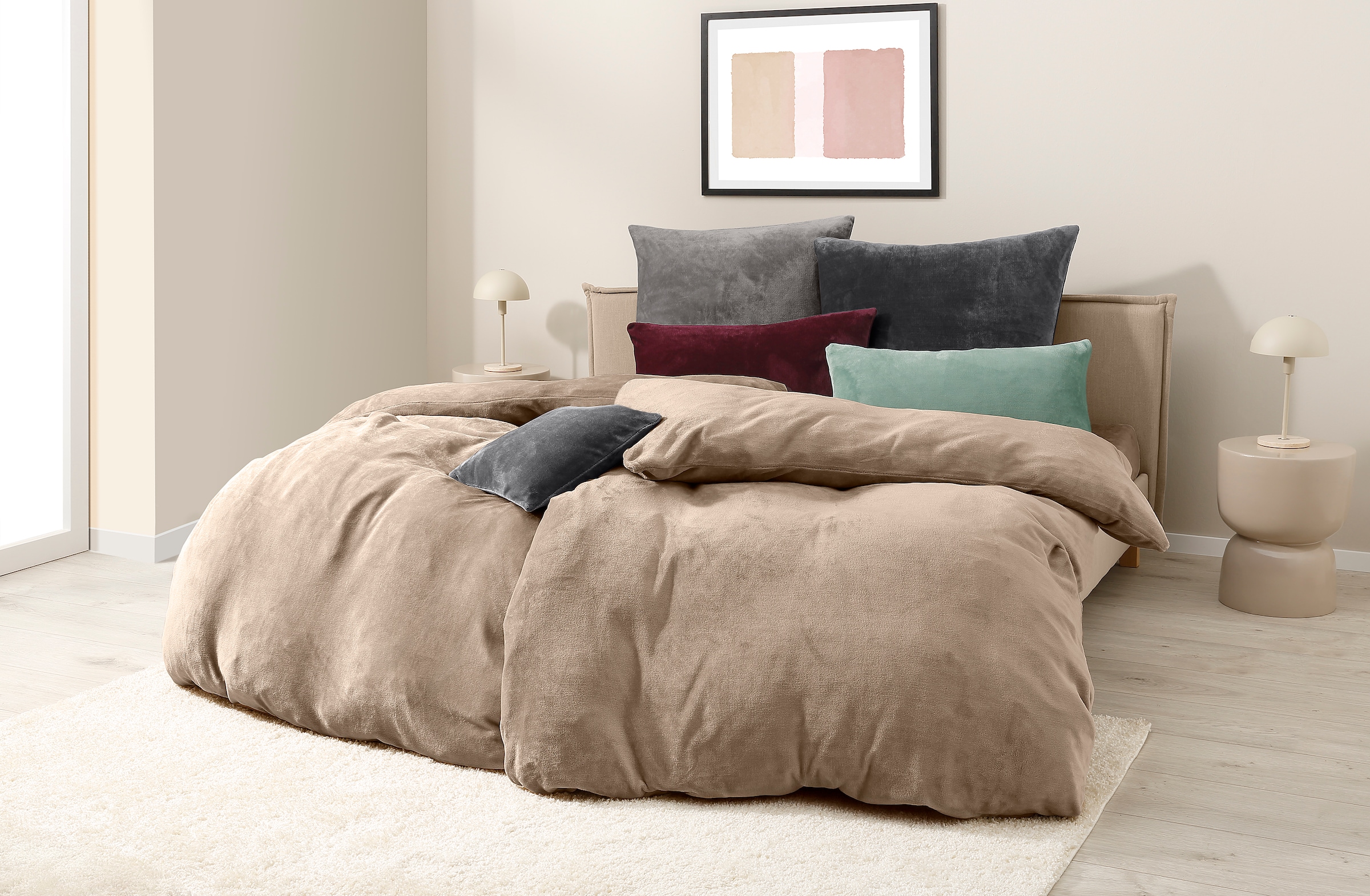 my home Kissenbezug »Desner3«, (2 St.), Kissenhülle mit Reissverschluss, Cashmere-Touch, kuschelig & weich
