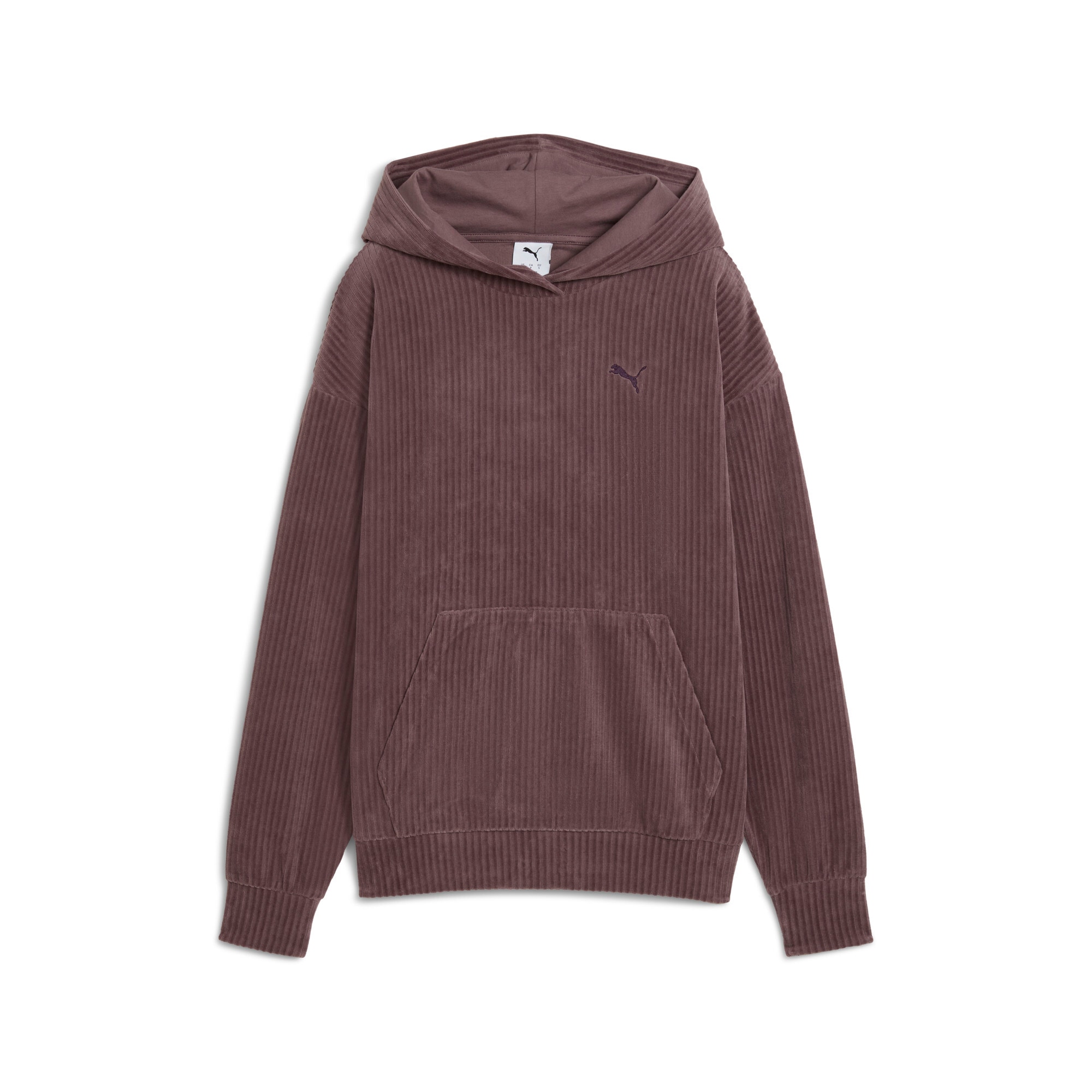 Image of PUMA Kapuzensweatshirt "ESS ELEVATED COMFORT VELOUR RIB HOODIE", mit Kängurutasche, sportlicher Stil
