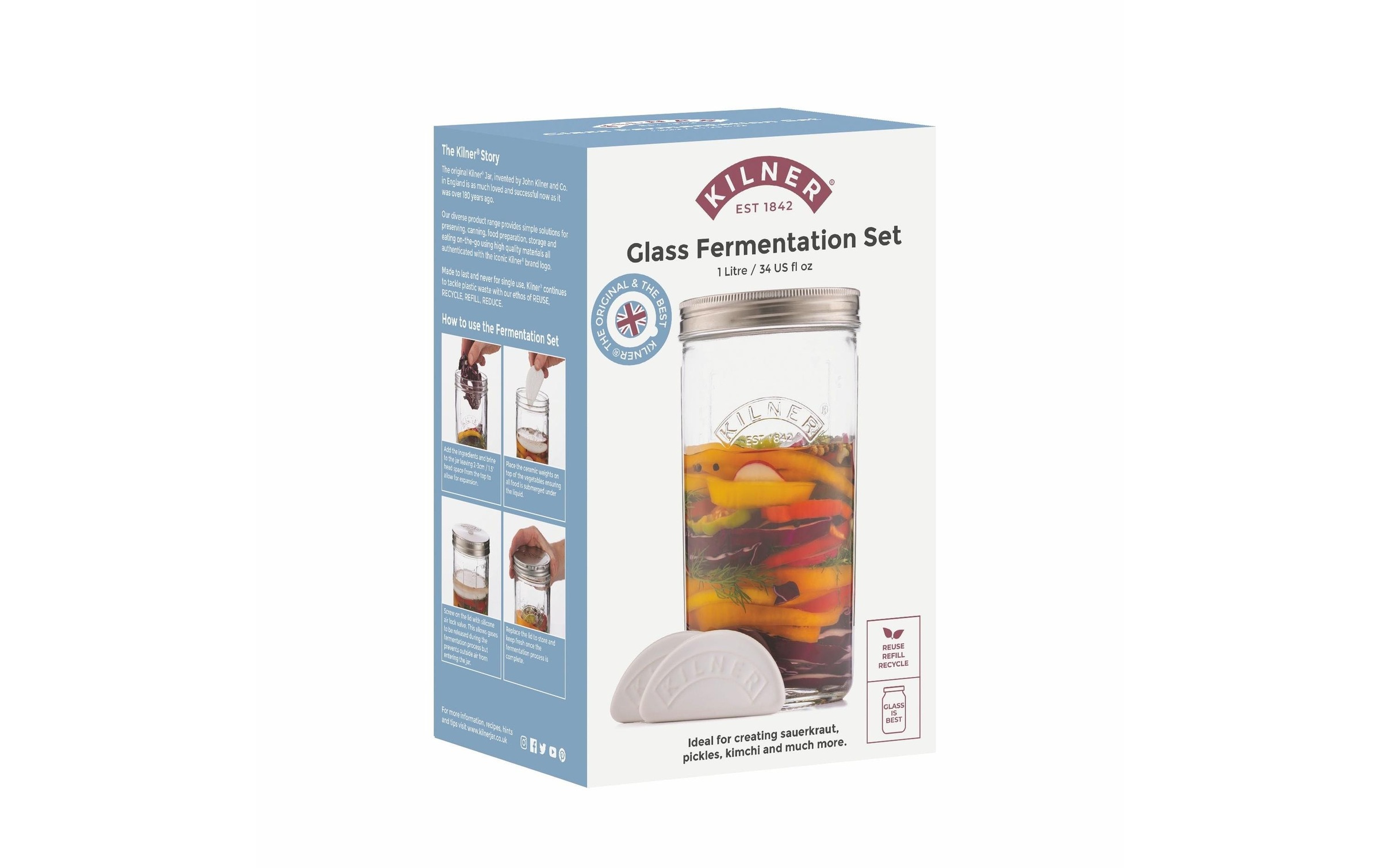 KILNER Fermentationsglas »Set 1000 ml, 1 Stück«, (1 tlg.)