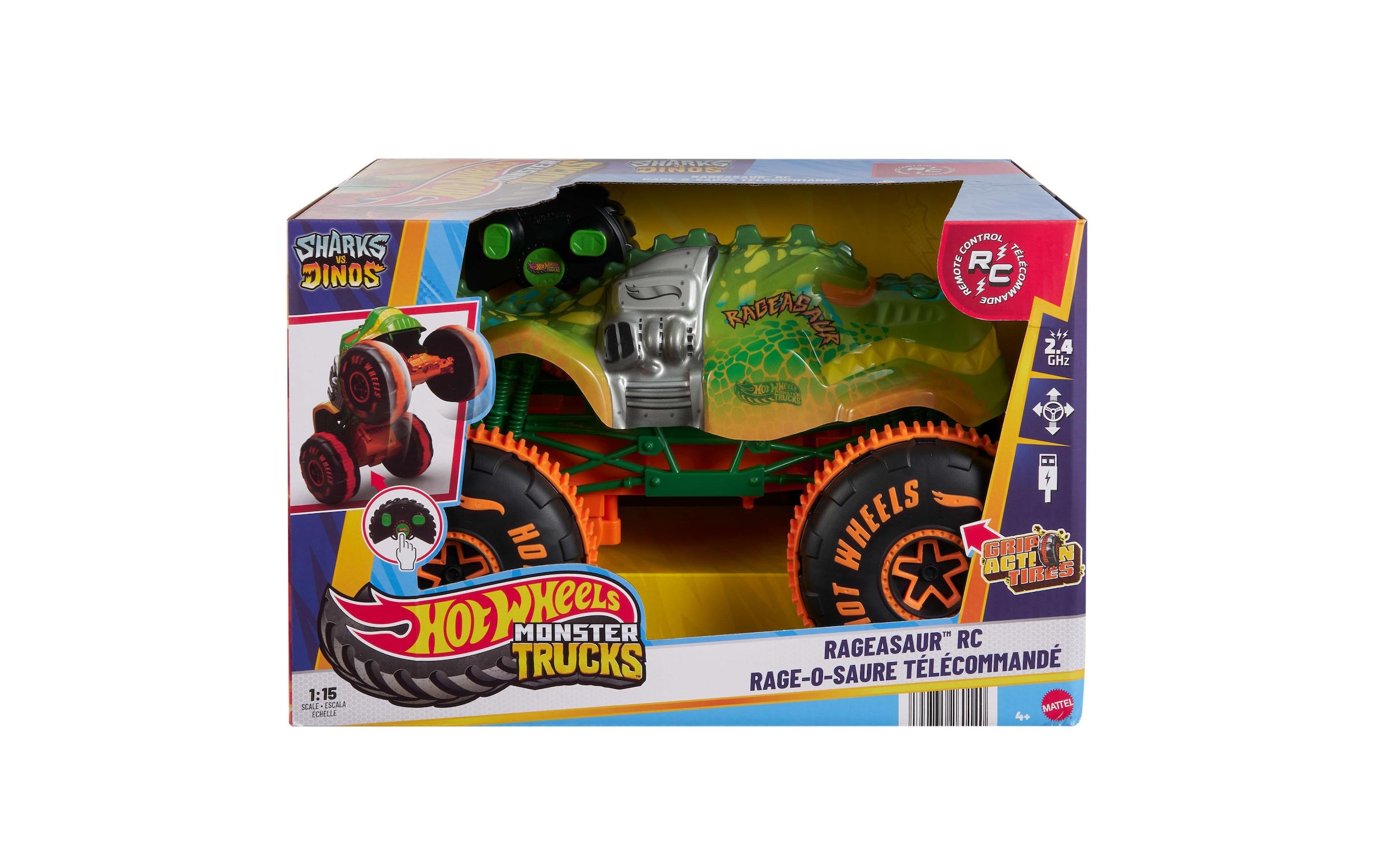 Hot Wheels Jouet Monstertruck »Wheels Monster Trucks R/C Rageasaur«