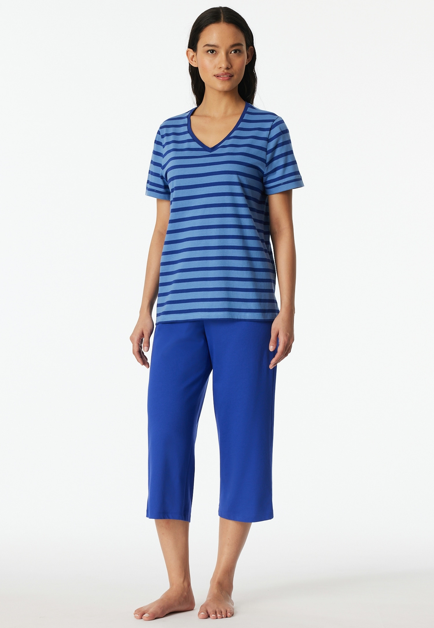 Schiesser Pyjama »Casual Essentials« mit modisch umgeschlagenen Ärmeln