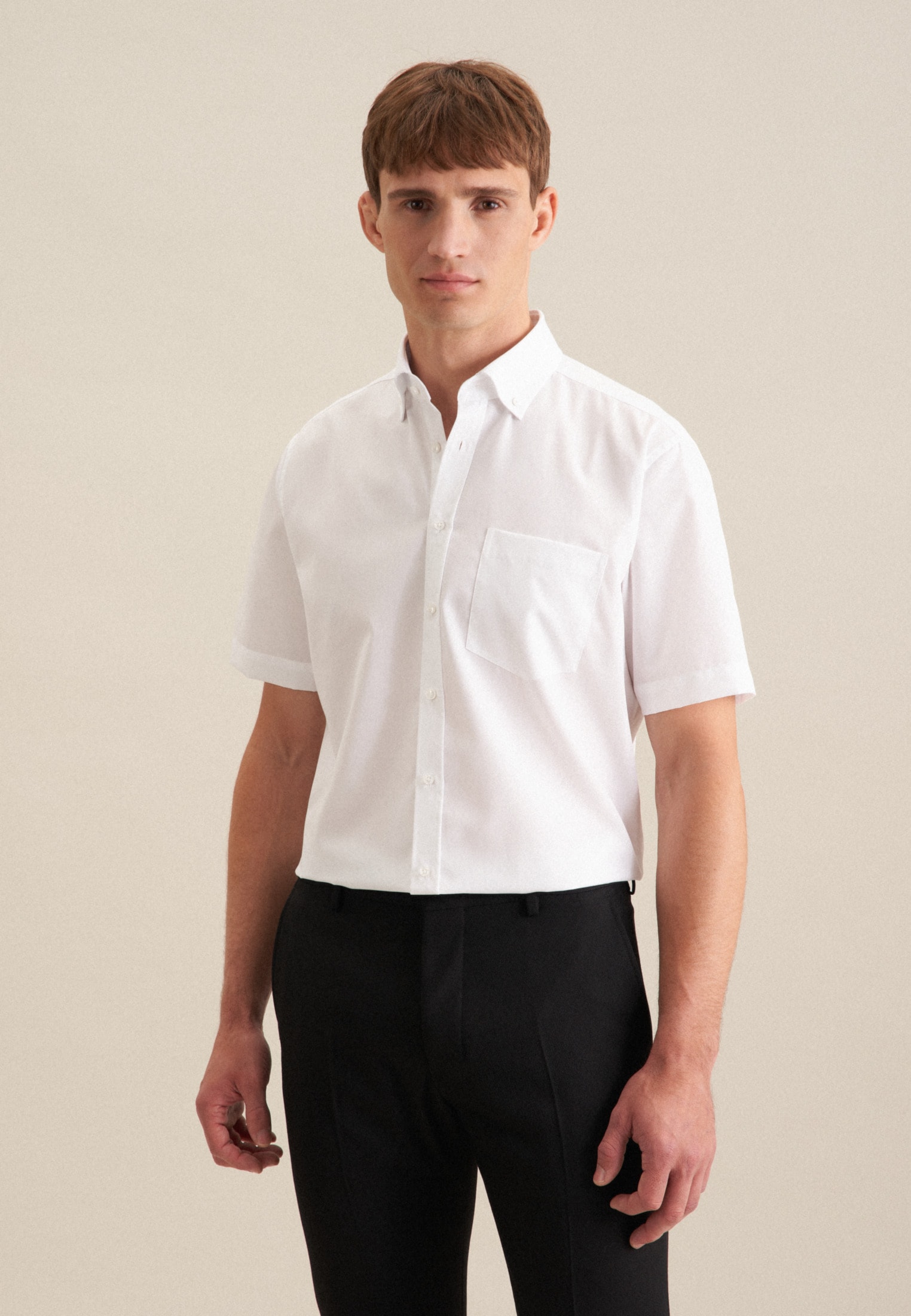 Image of seidensticker Businesshemd "Schwarze Rose" Regular 1/2 Button-Down-Kragen Uni