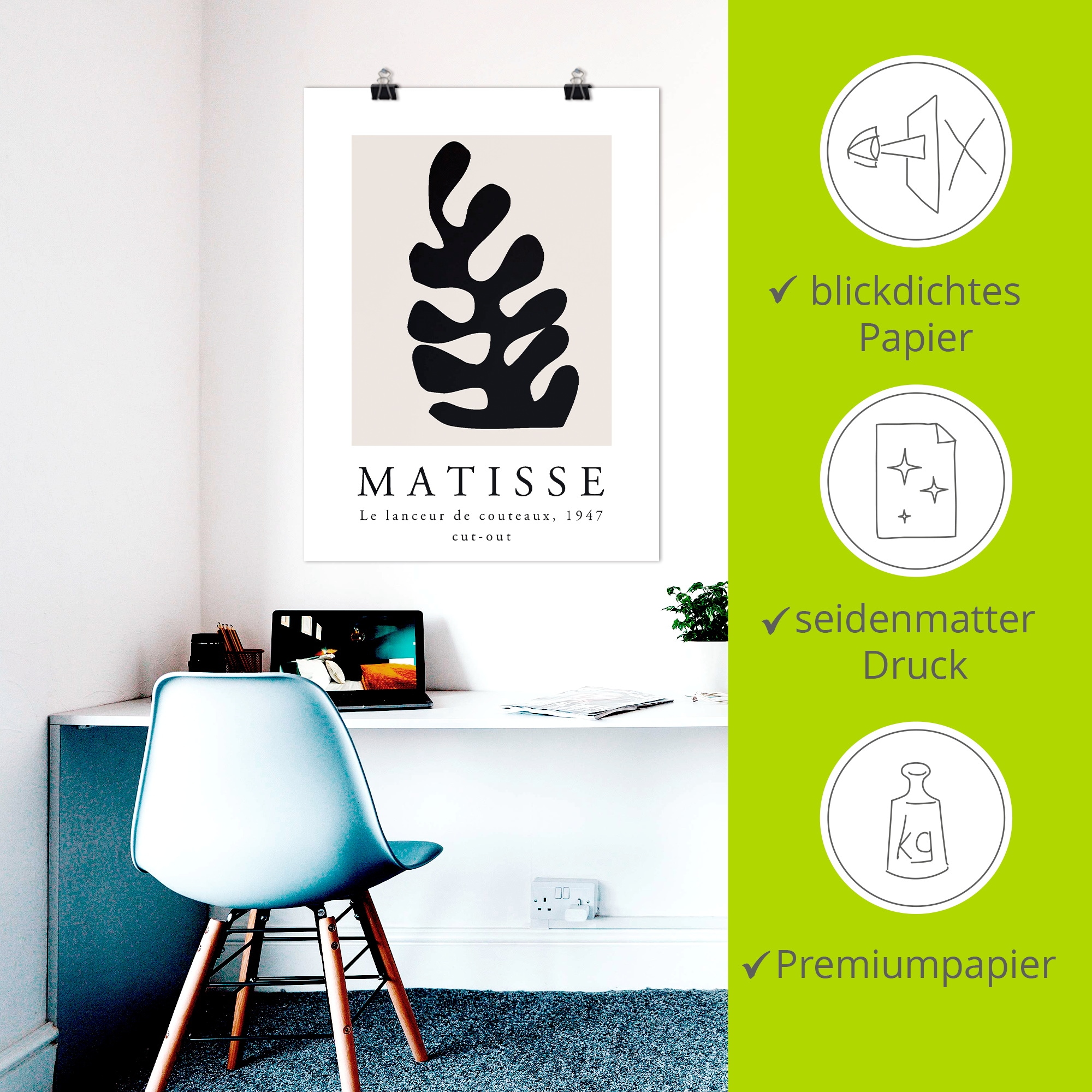 Artland Wandbild »Matisse der Messerwerfer - schwarz« Muster 1 Stk. tlg. als Alubild, Leinwandbild, Poster, Wandaufkleber in verschied. Grössen