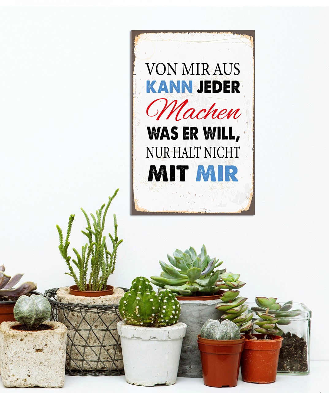 Image of queence Metallbild "nicht mit mir" Schriftzug Schriftzüge 1 Stk. tlg. Stahlschilder