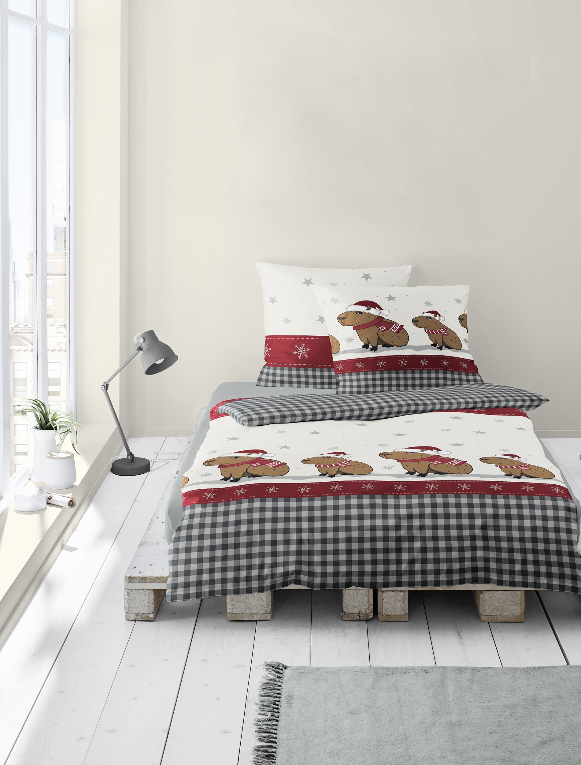 BIERBAUM Bettwäsche »Wichtel« 2 tlg. tlg. 100 % Baumwolle, Biber, unterschiedliche Weihnachts-Designs