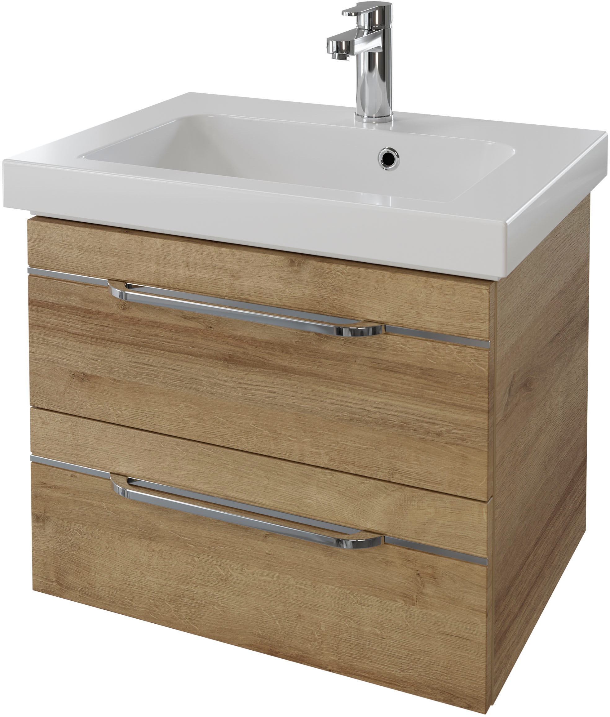 Saphir Waschtisch "Serie Balto Mineralmarmor-Waschtisch mit Unterschrank, 64,4 cm breit" 2 Stk. tlg. Waschplatz mit 2 Schubladen, Badschrank in verschiedenen Ausführungen